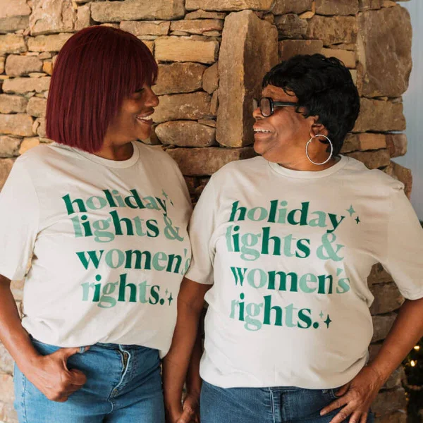 holiday lights and womens rights t-shirt