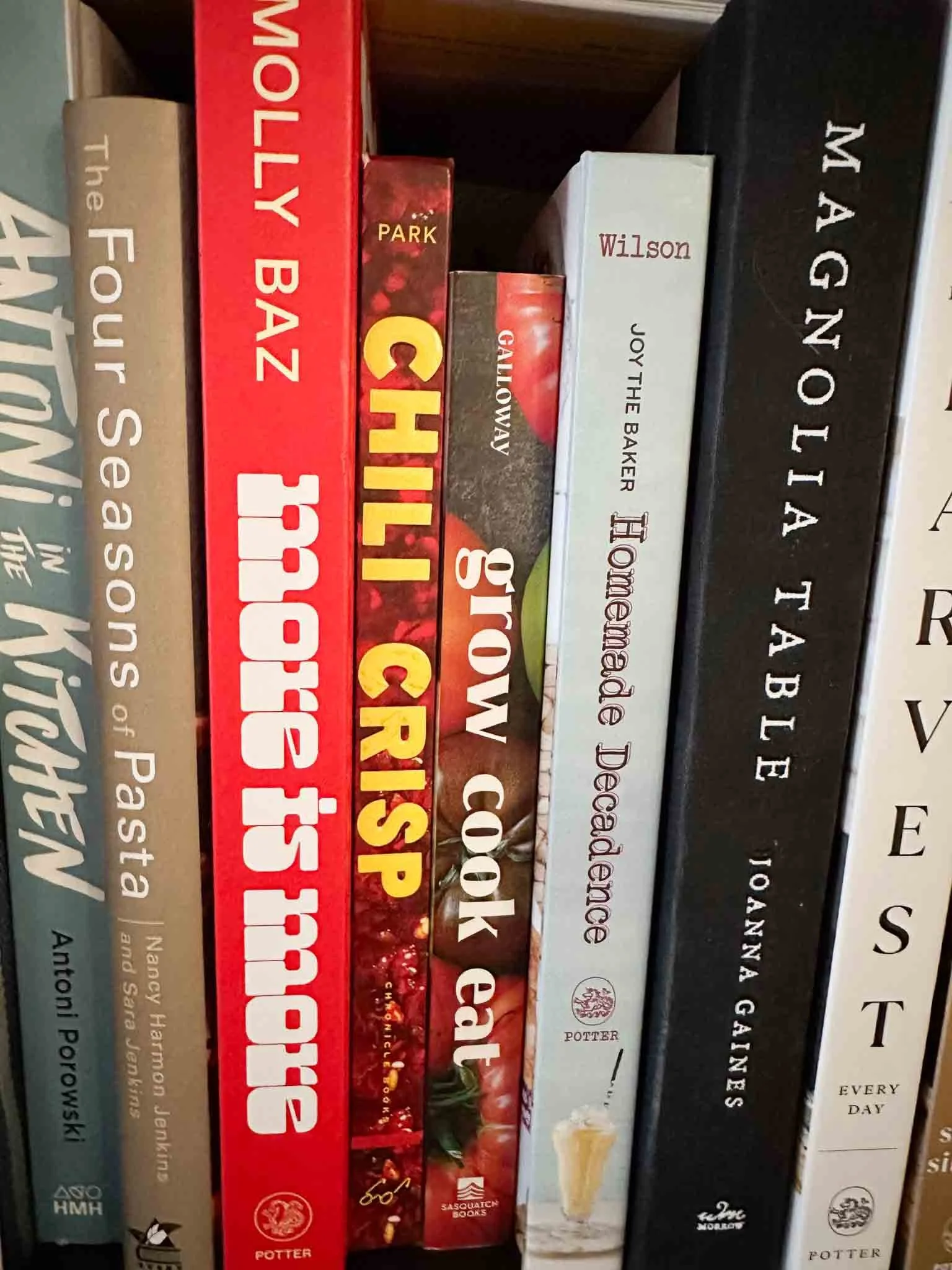 cookbooks on shelf