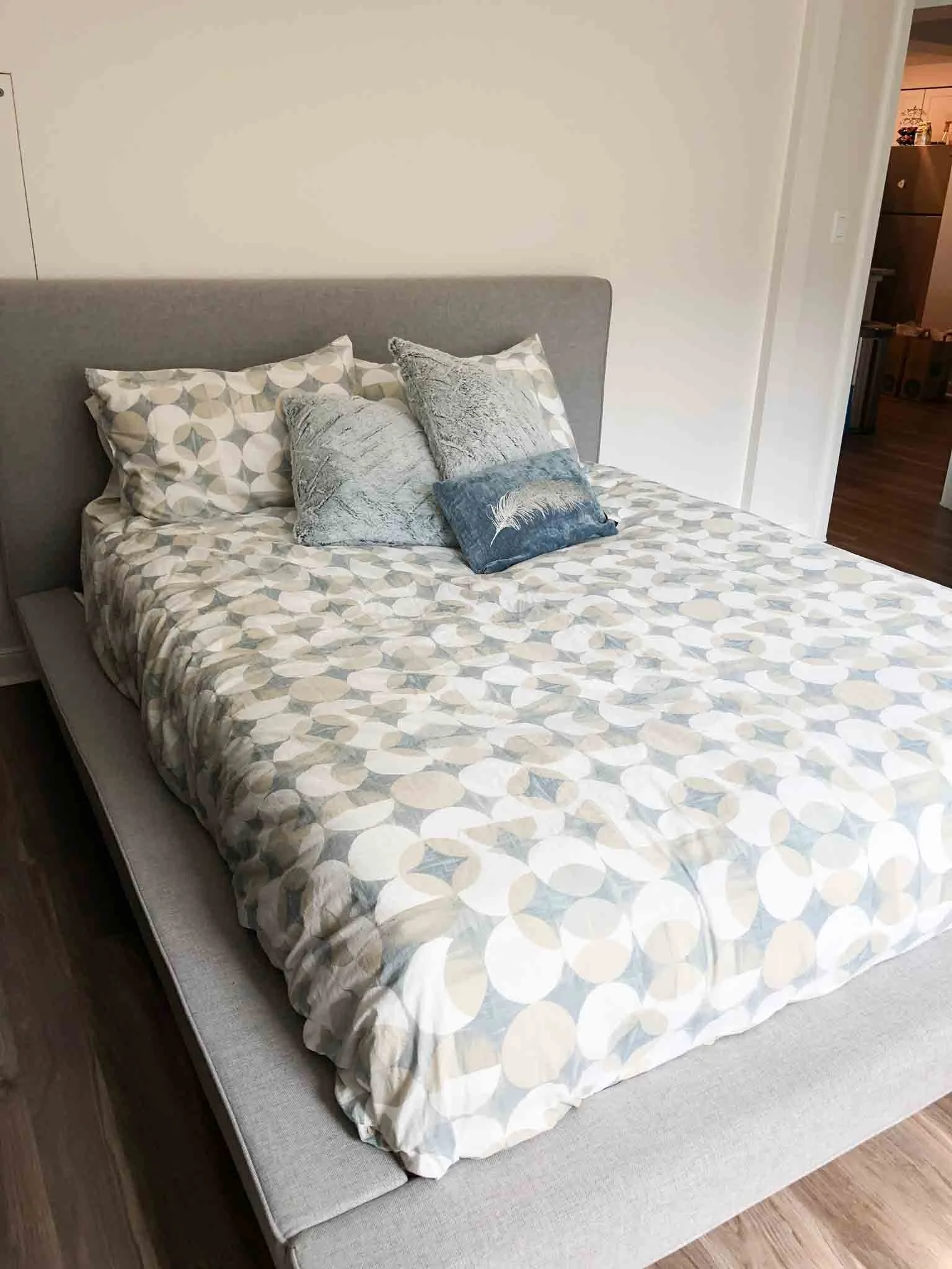 west elm bed with organic bedding