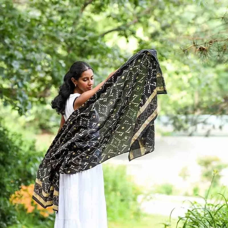 ethically made block print scarf
