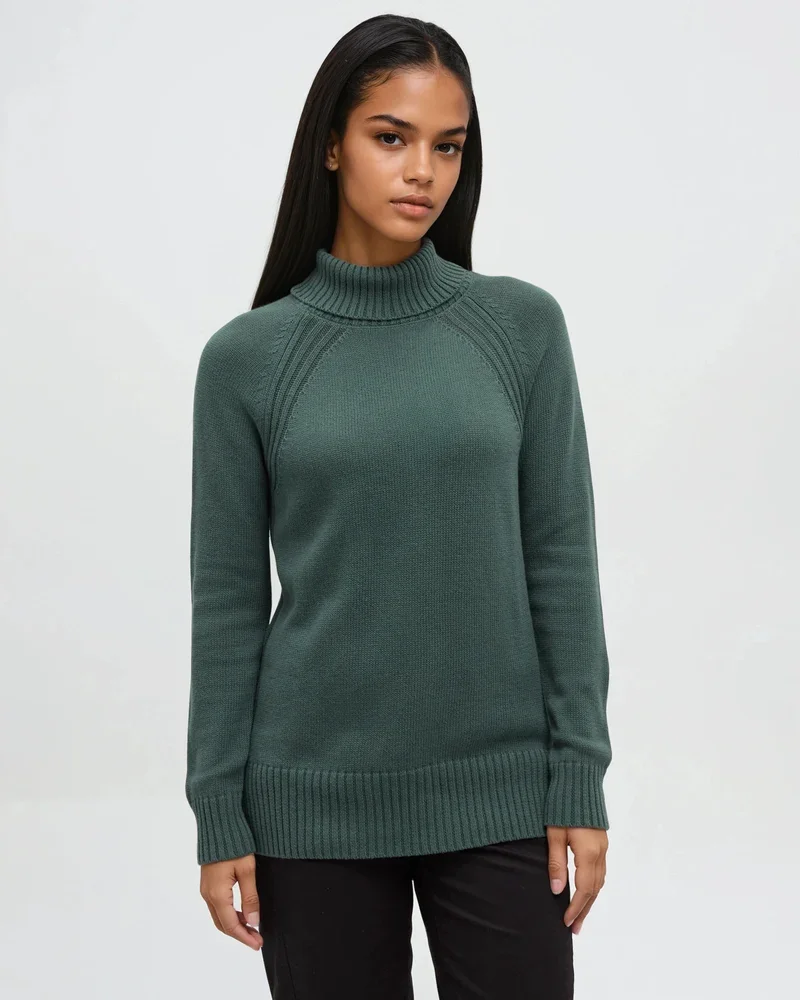green sustainable turtleneck