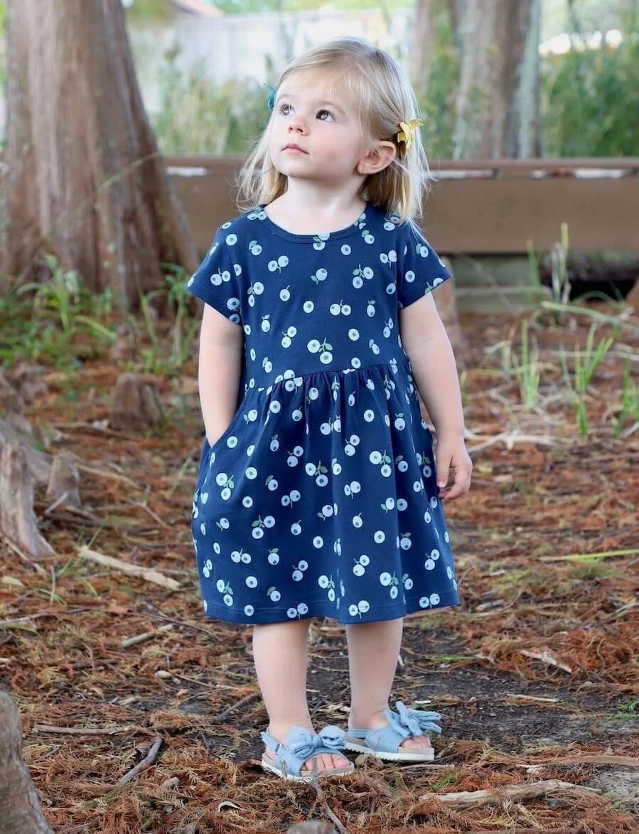 organic cotton blueberry dress for kids