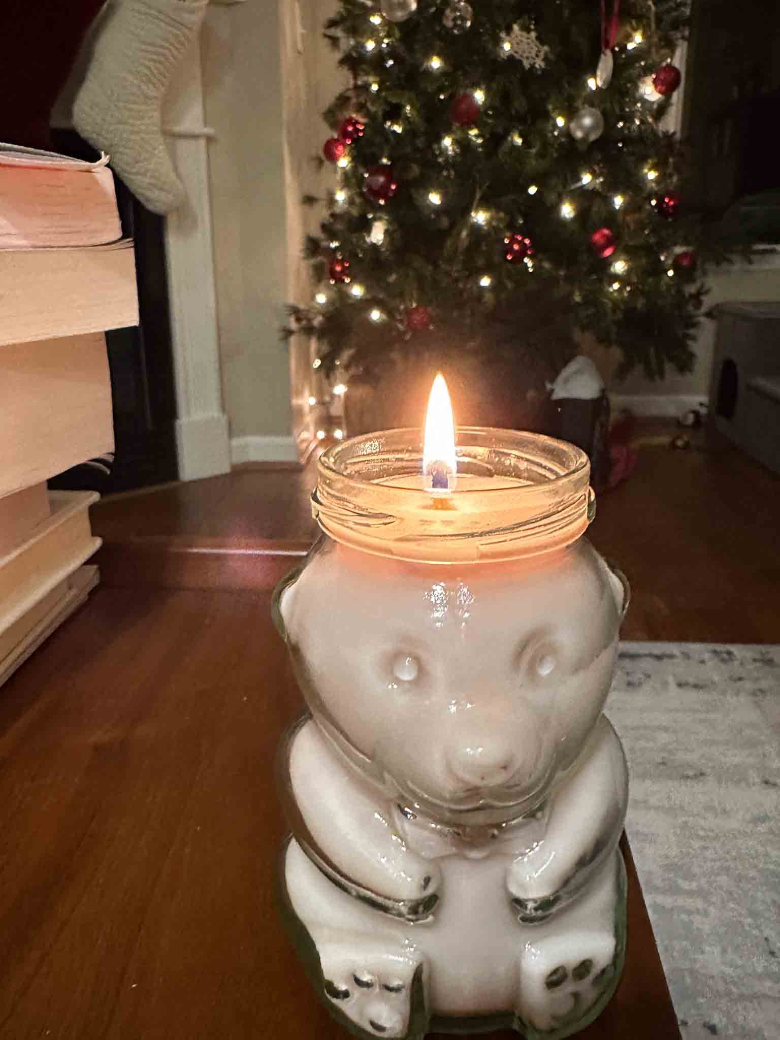 bear jar christmas candle