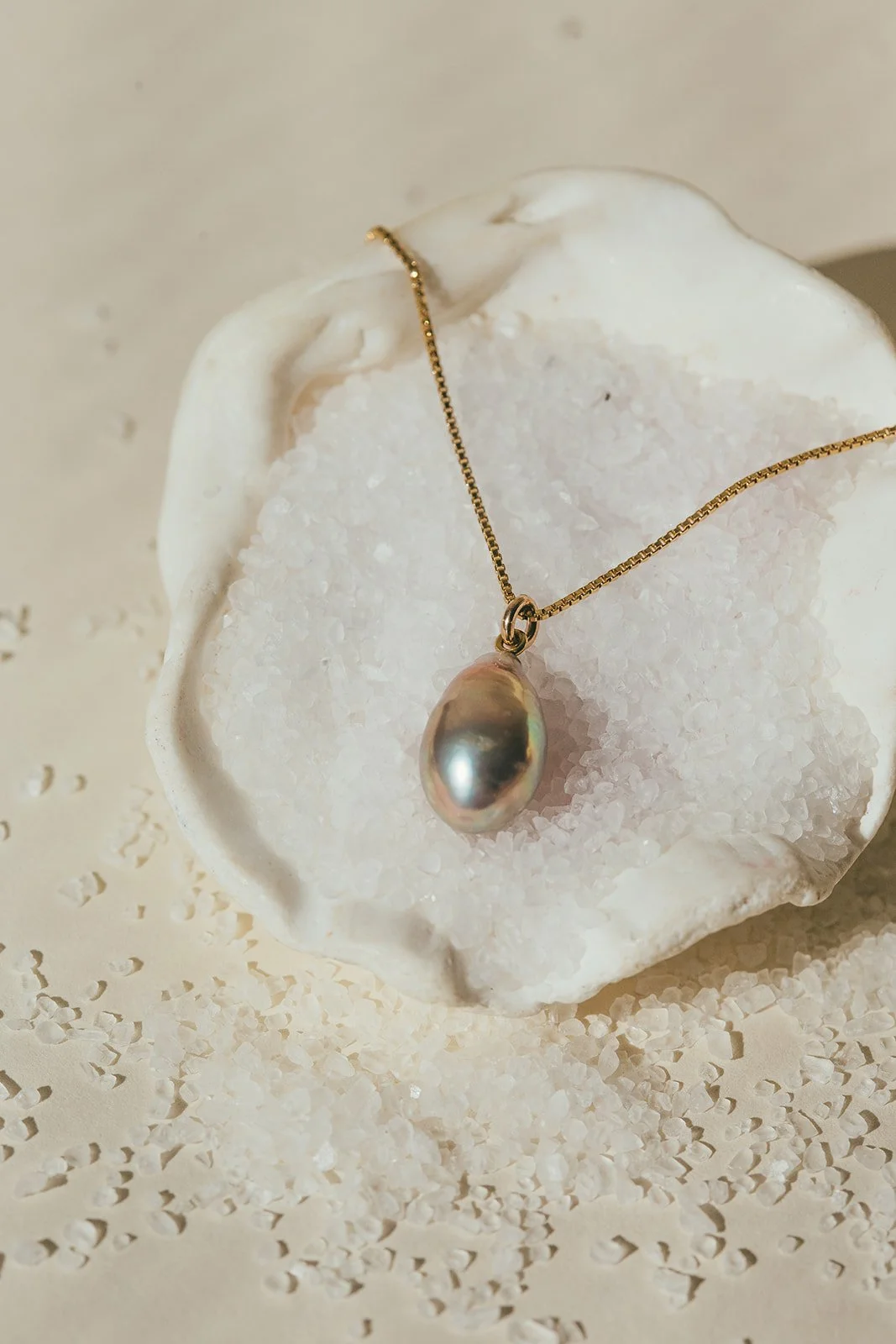 Freshwater Pink Metallic Pearl on Gold Filled Adjustable Chain