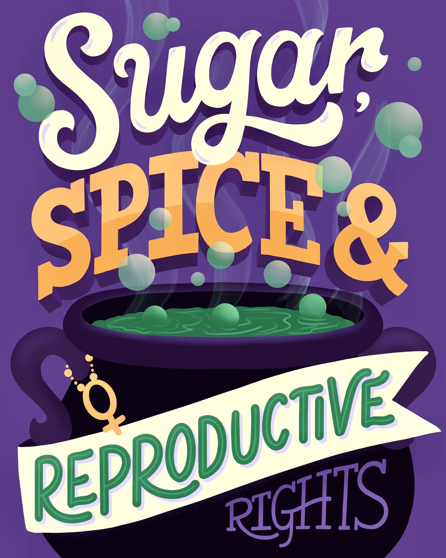 Sugar, Spice and Reproductive rights ✊🏼All I want for Women&rsquo;s history month is to be able to make my own decisions regarding my body and my future (Swipe to see my process video ✨inspired by witchy cauldrons and magic brews ).
.
.
.
#womensrig