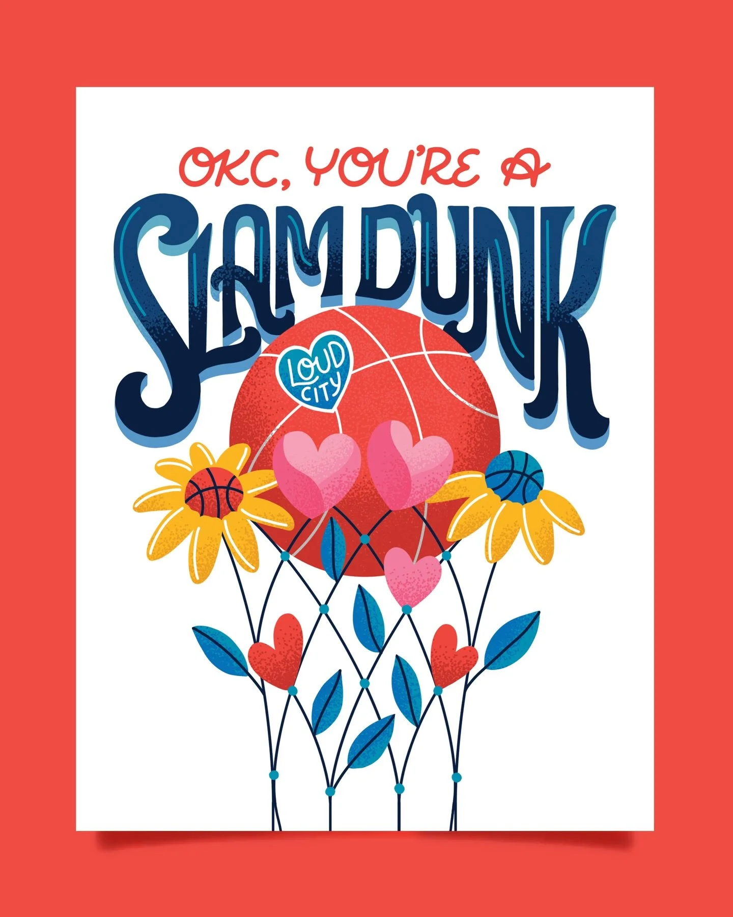 A fun lil&rsquo; Valentine poster for @okcthunder &lsquo;s Corporate offices 🏀 As a TAG artist, we were asked to create some posters that would live in their offices and I loved how this one turned out 🌸 This lettering style, especially, is crisp! 