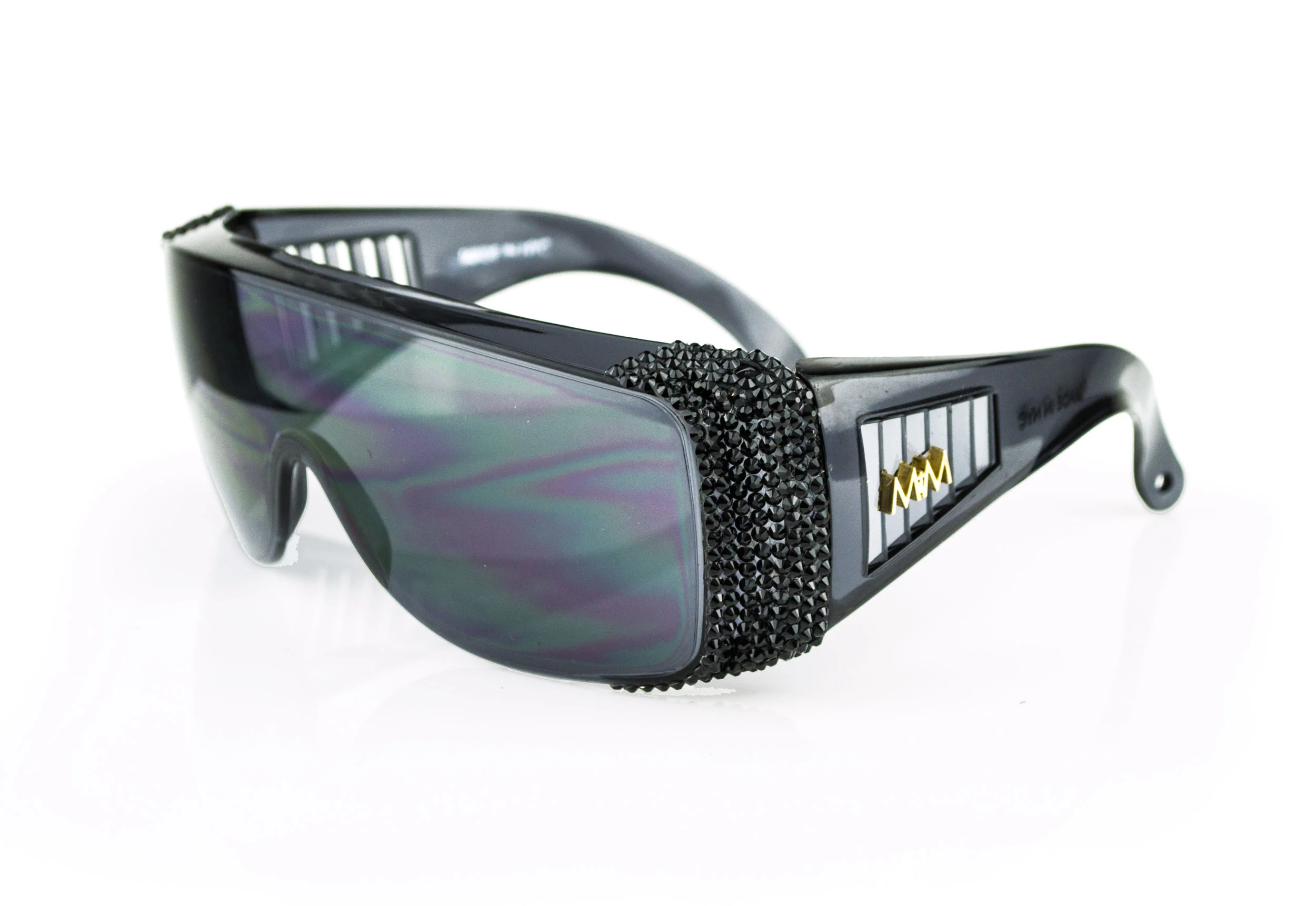 shield sunglasses with swarovski crystals