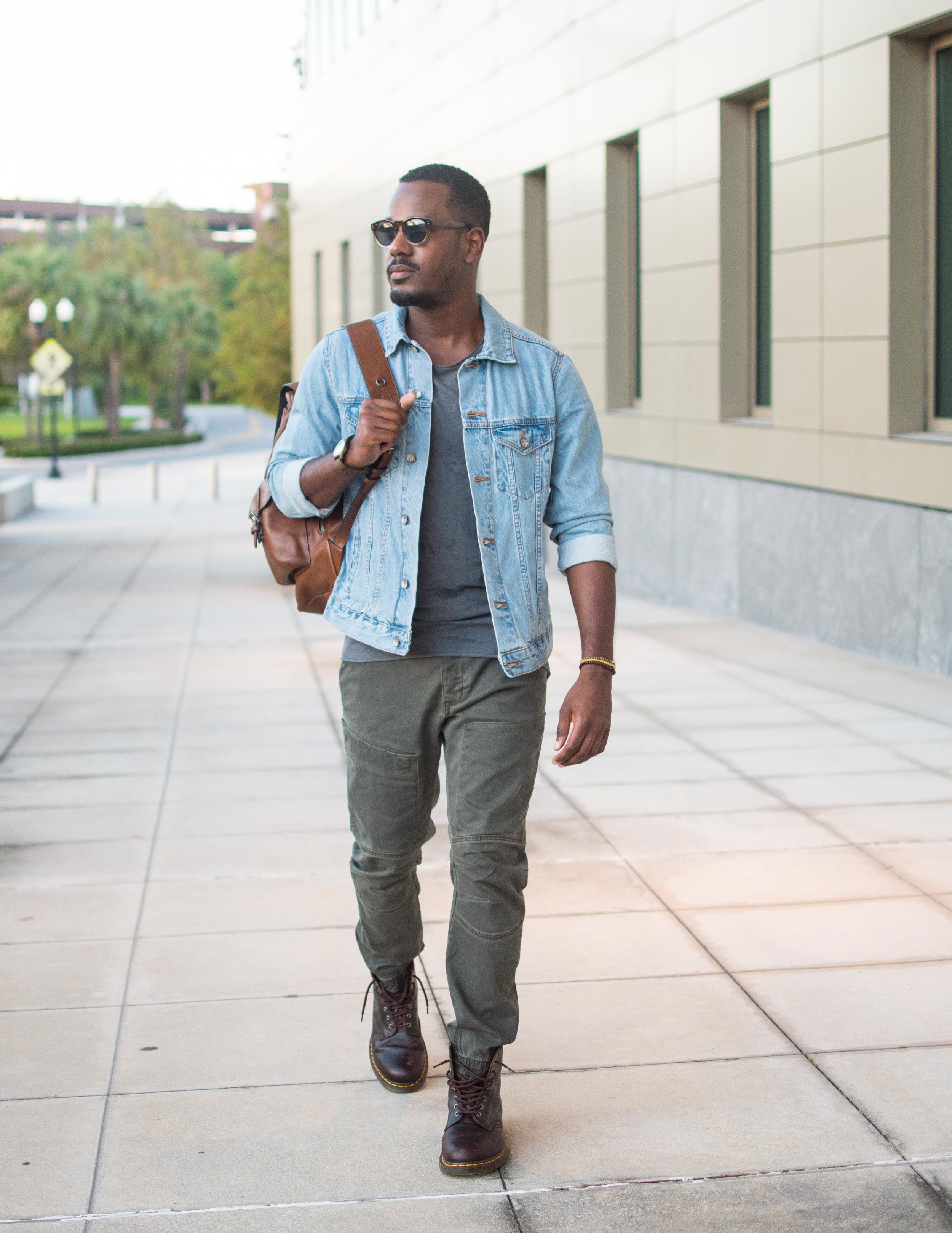 casual dress with denim jacket