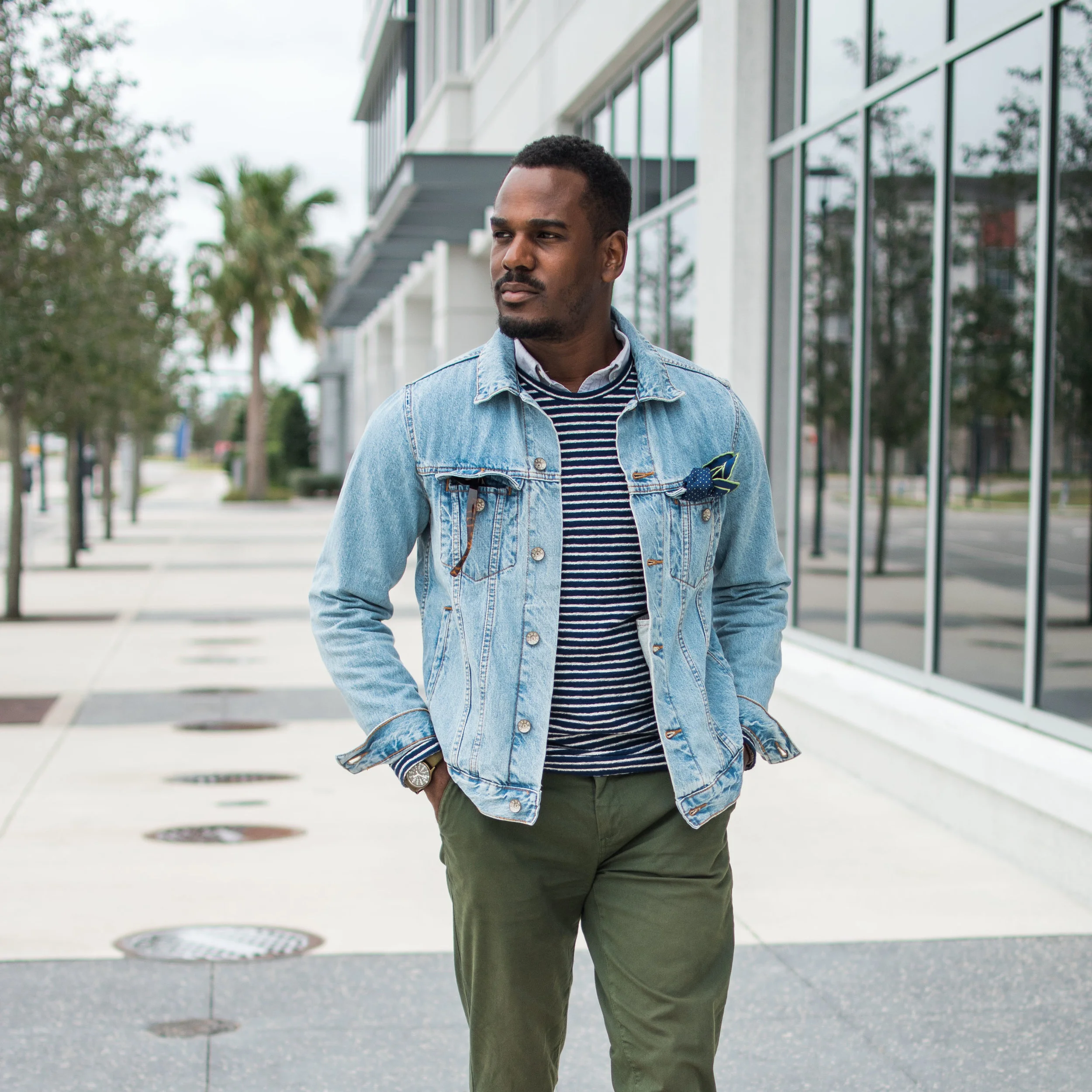 green denim jacket outfit