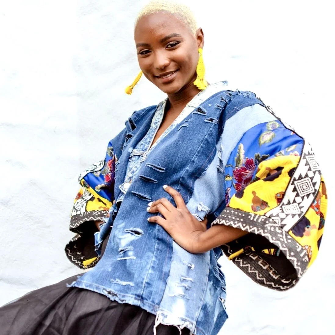 SHORT BUTTON UP MY SISTA DENIM RECYCLED KIMONO Jacket