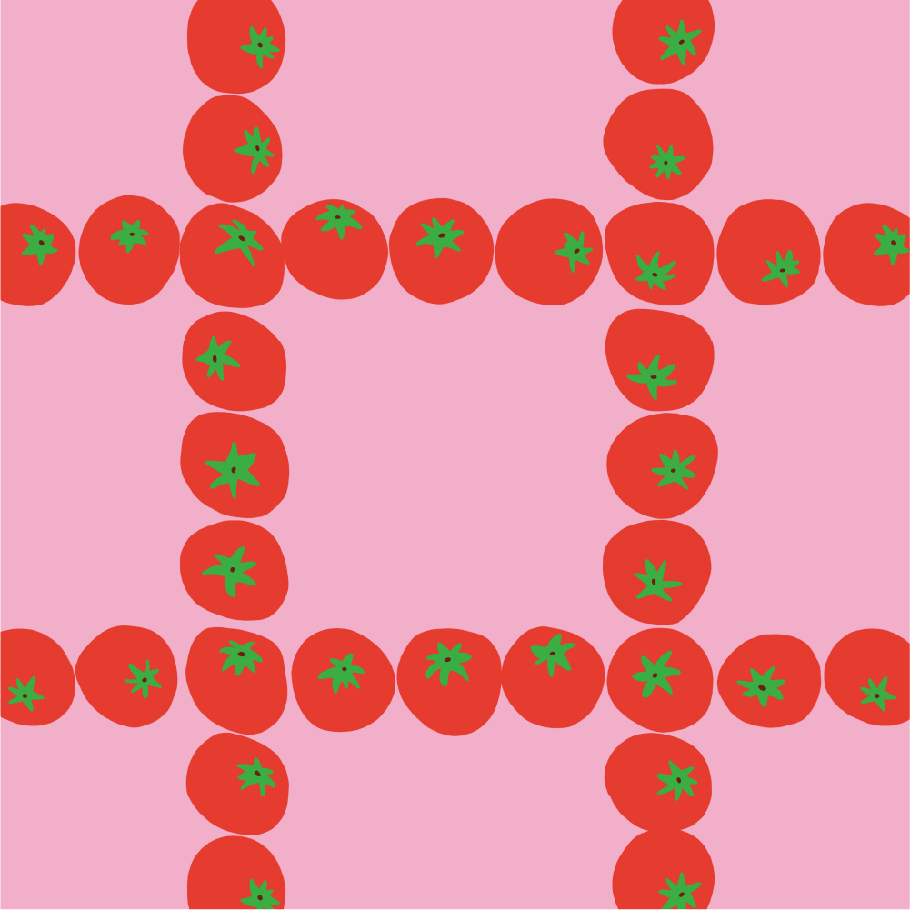 Tomatoes Check in Red and Pink seamless pattern by Yoana Wiman