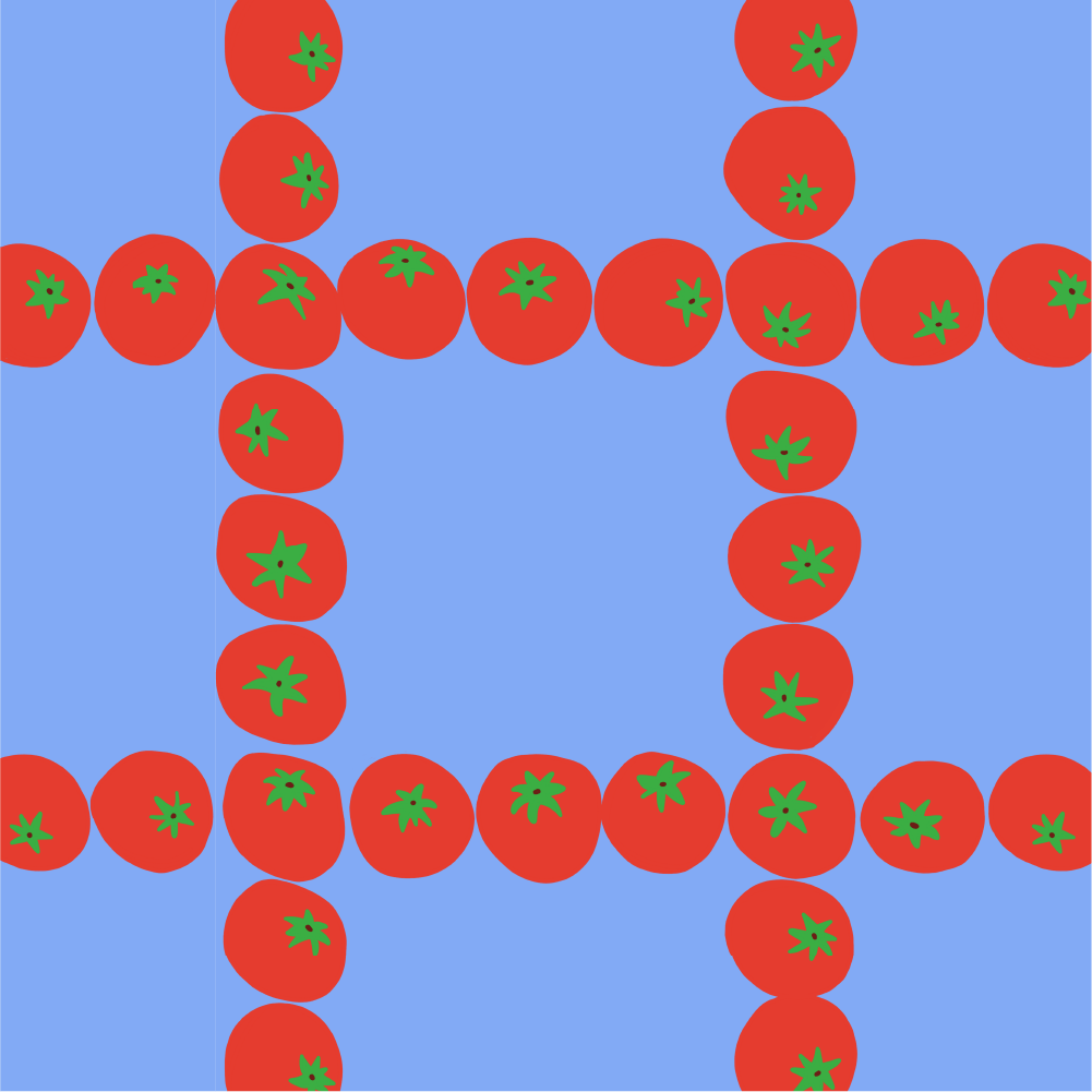 Tomatoes Check in Red and Blue seamless pattern by Yoana Wiman