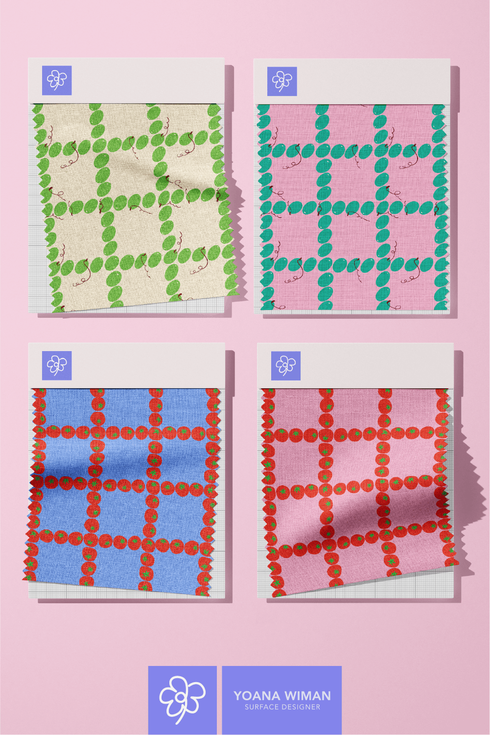 Fruity Grids patterned fabric designed by Yoana Wiman