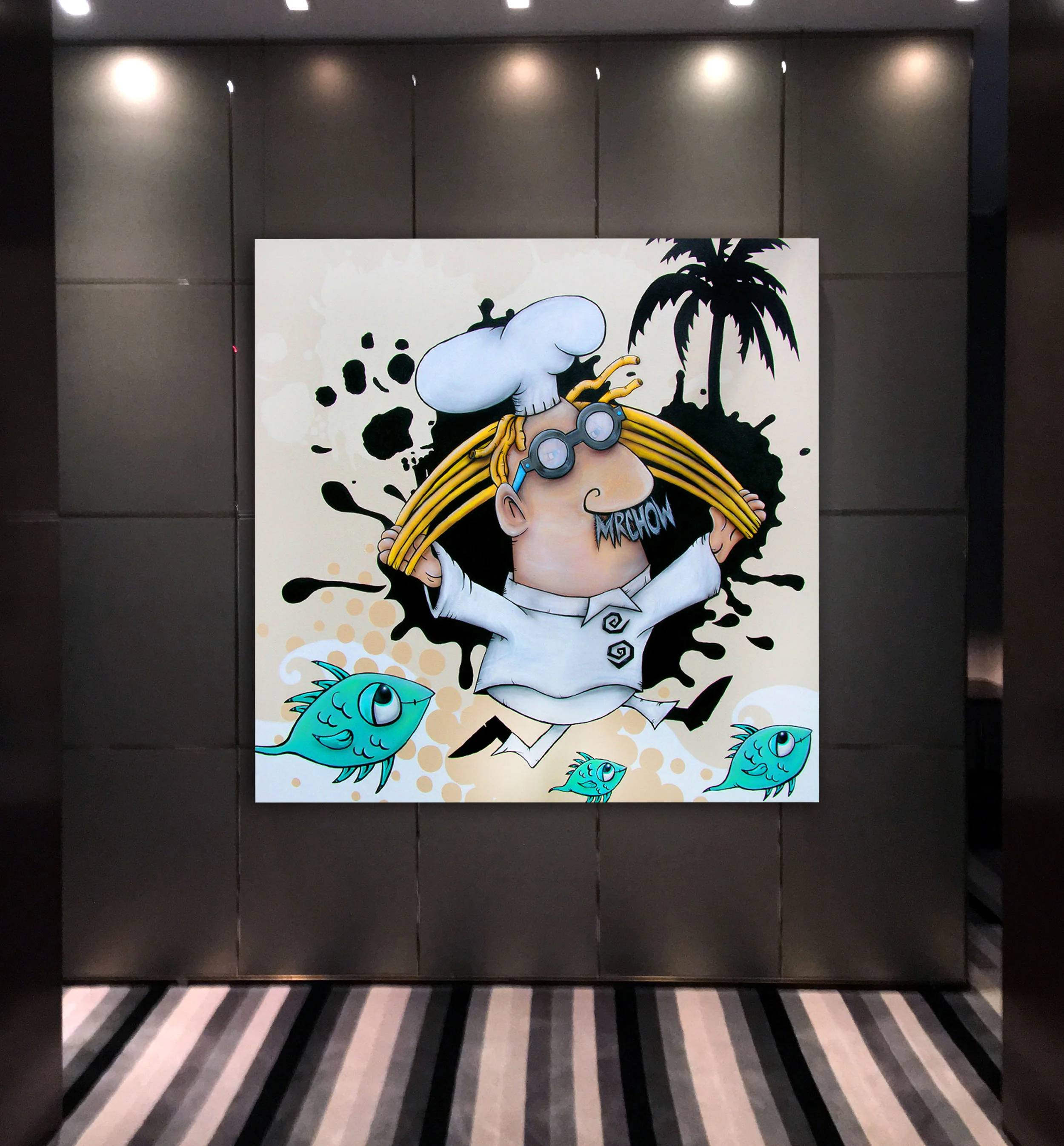 6'x6' " Mr. Chow" acrylic, airbrushed on canvas 