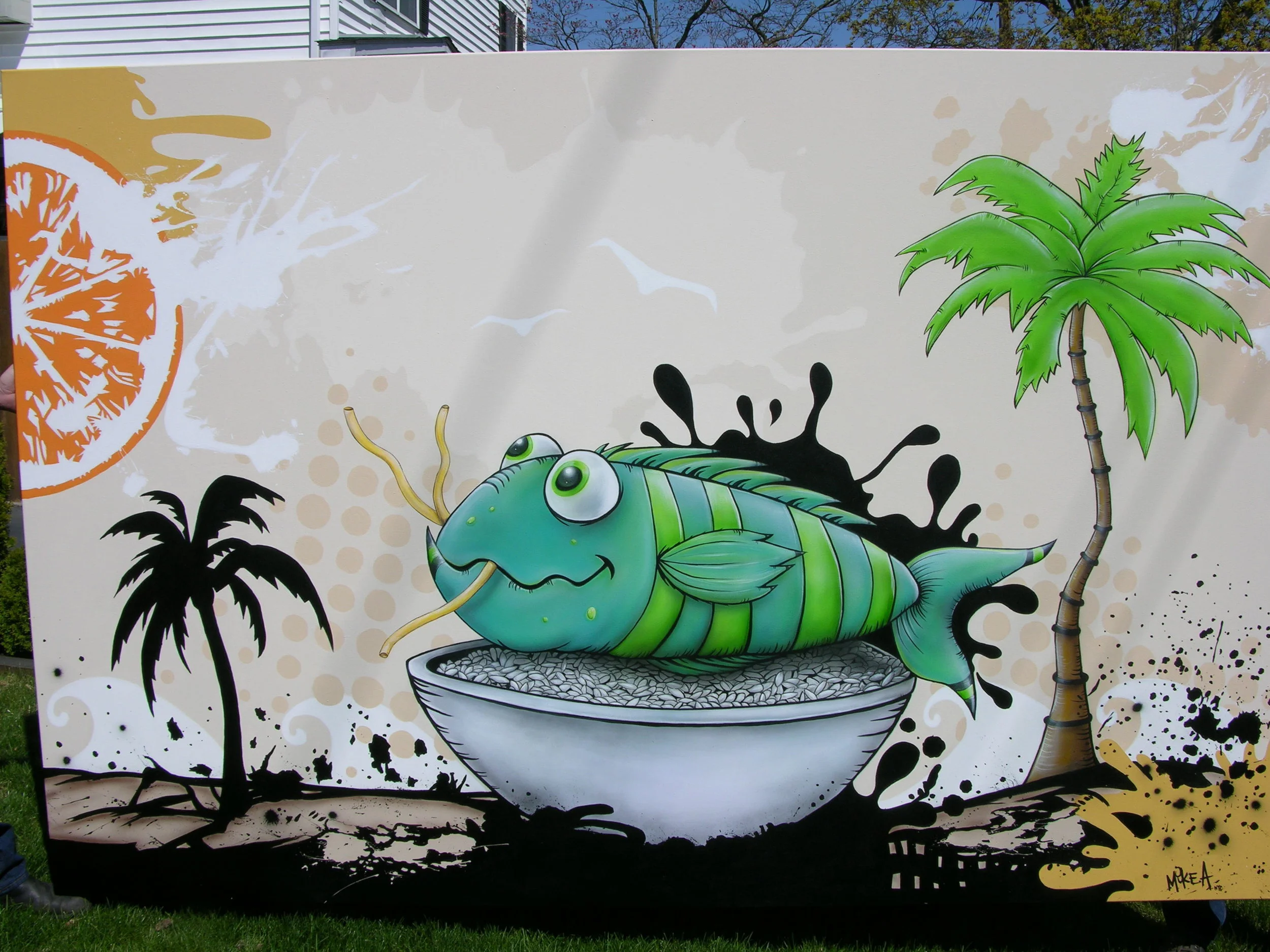 6'x9' "Fish Bowl " acrylic, airbrushed on canvas