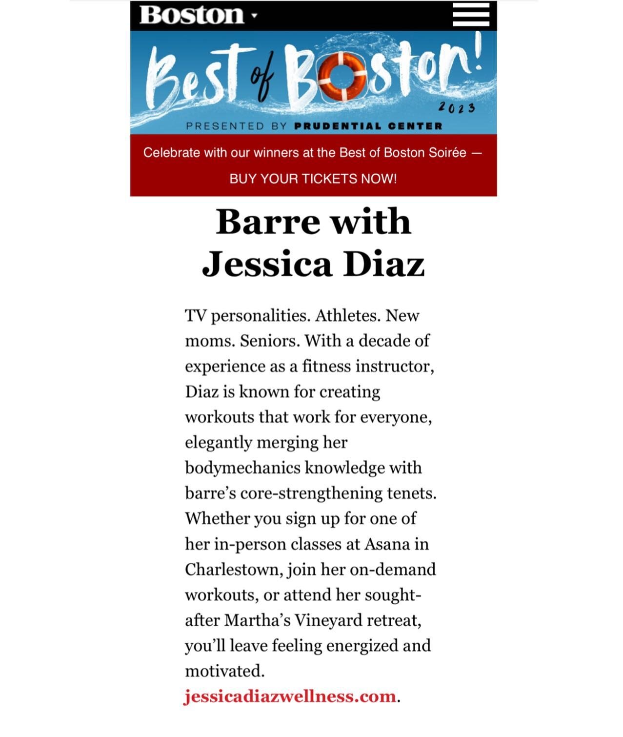 ⭐️🎉I&rsquo;m in disbelief and awe, as I sit here typing these words... I have been honored with the Best of Boston award for 2023 Best Fitness Class! 

Some surprises take your breath away, and this one? This one has left me breathless. It's a dream