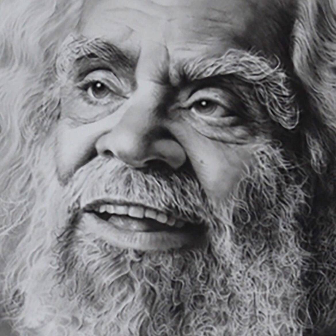 Jack Charles, charcoal portrait. @thelesterprize.