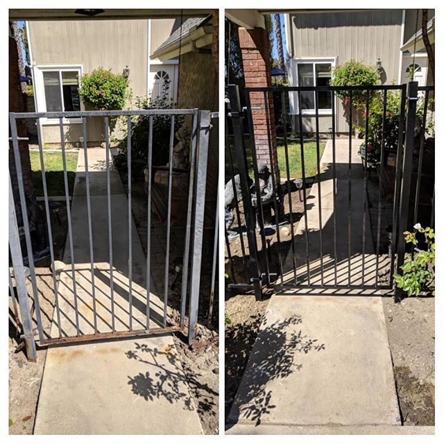 The most important and easiest part of changing this rusted gate... Adjusting the sprinklers afterwards so they don't spray on the new gate! #handyman