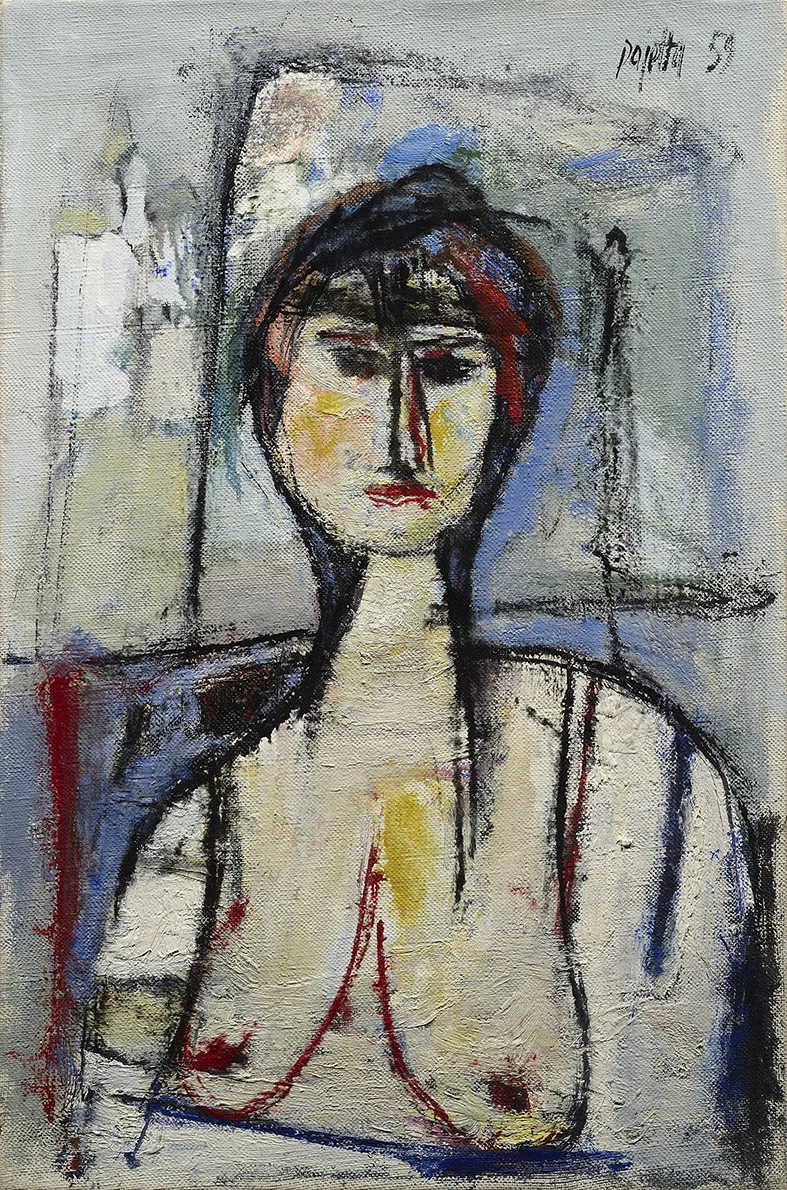Nudo imbronciato, 1959 olio su tela, 60 x 40 cm