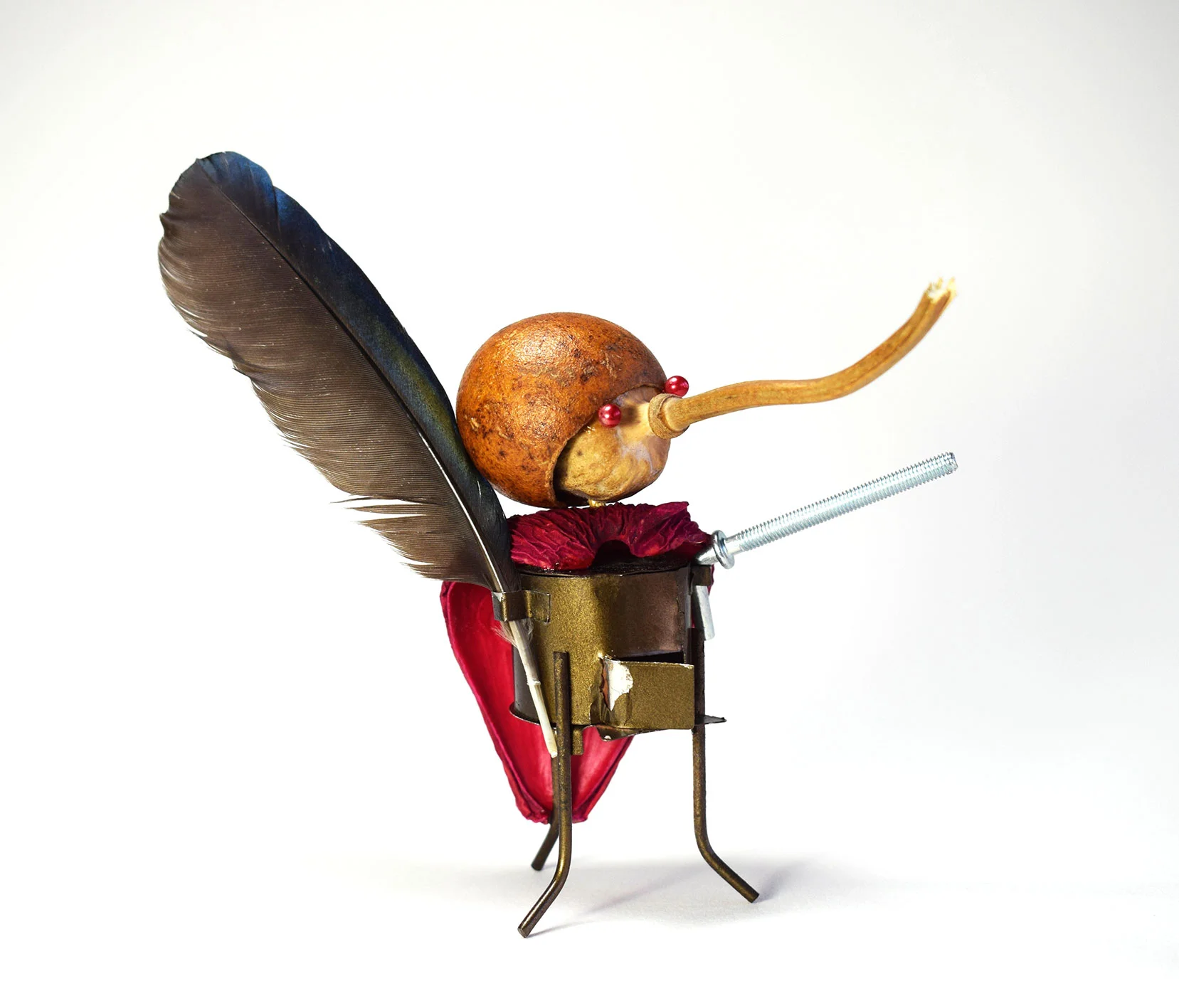 Uccellatore, 2017, oggetti-assemblati, 14x13x12 cm