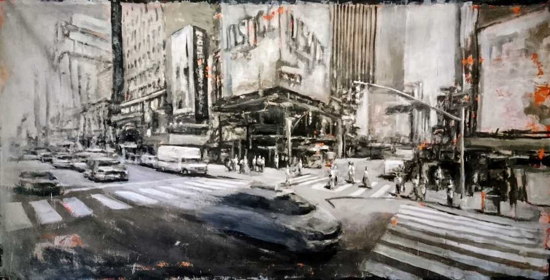 New York, tecnica mista su tela, 140x280 cm