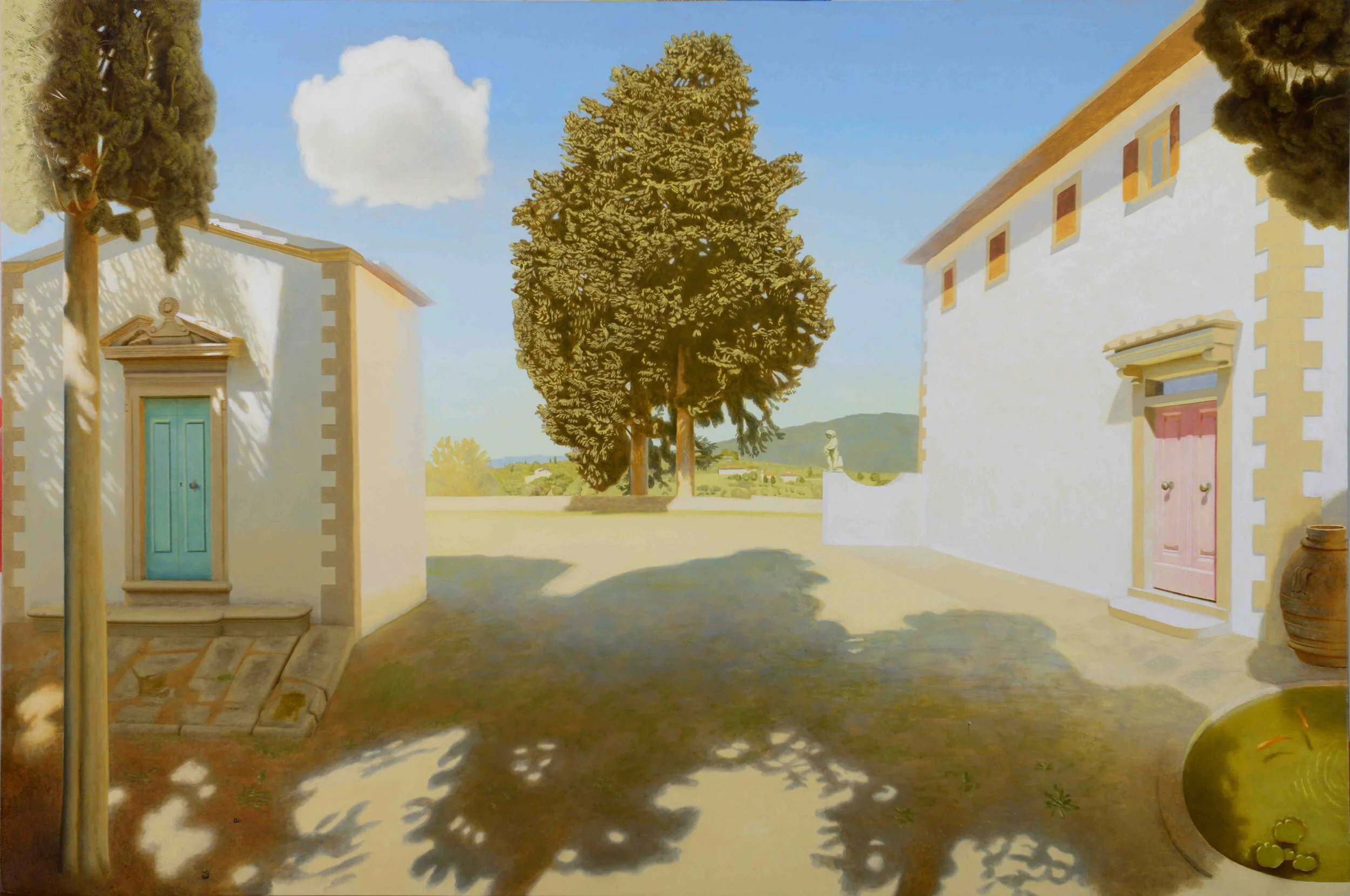 Le due porte, 2017, olio su tavola, 50x76 cm