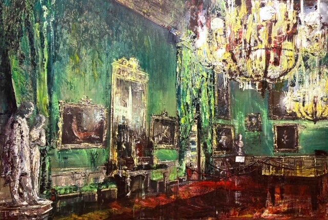Massimo Giannoni, Interno a Palazzo Pitti, 2021. olio su tela, 135x200 cm