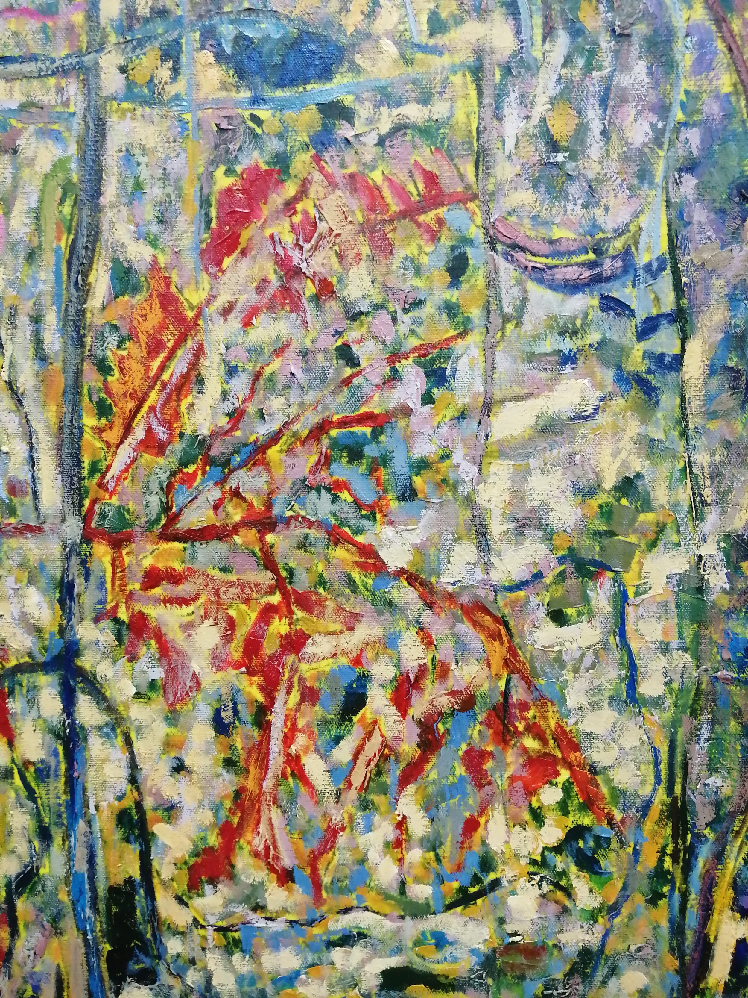 Dalle radici siamo bosco verso il cielo, olio su tela, 200x300 cm (dettaglio)