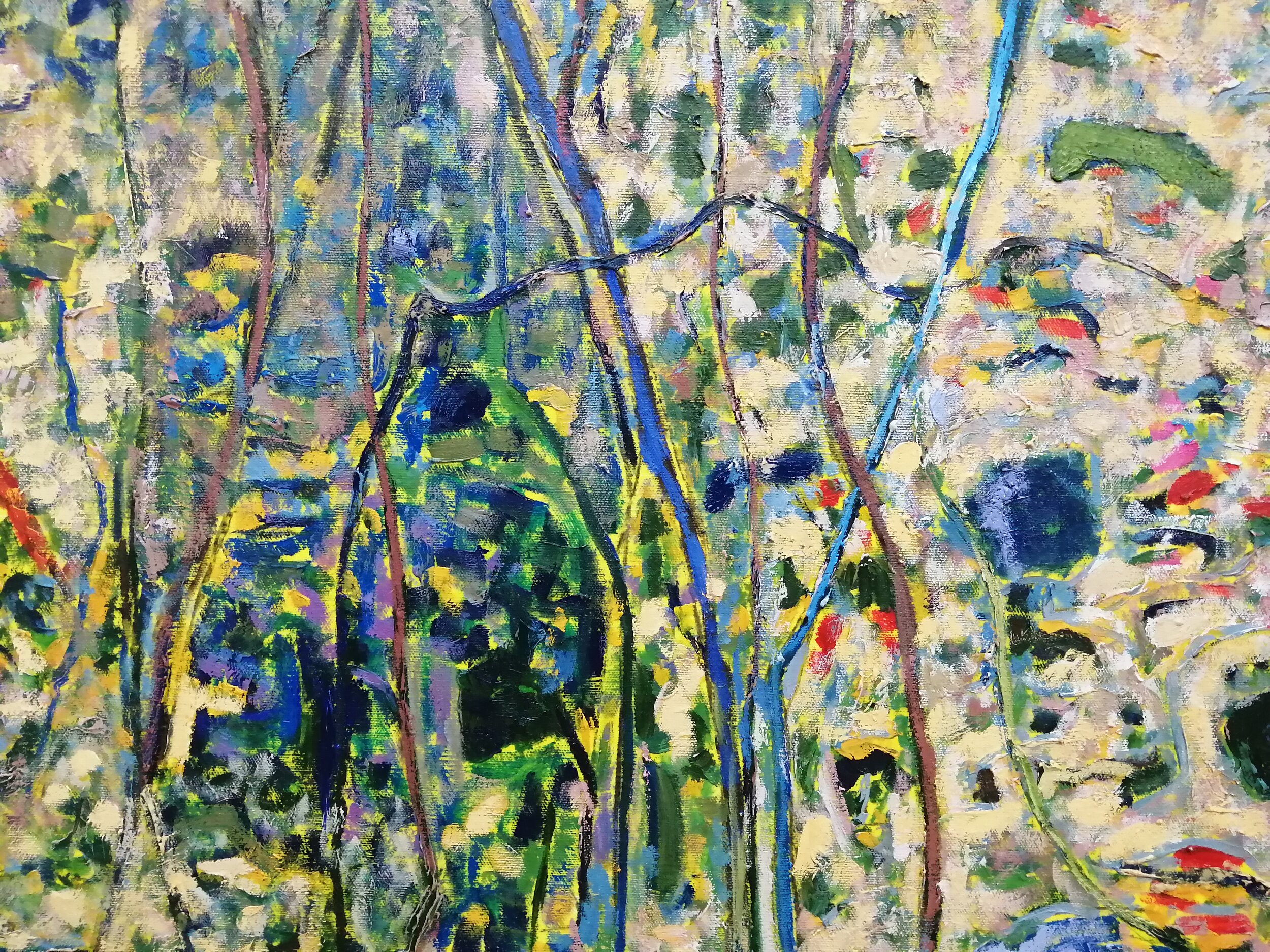 Dalle radici siamo bosco verso il cielo, olio su tela, 200x300 cm (dettaglio)