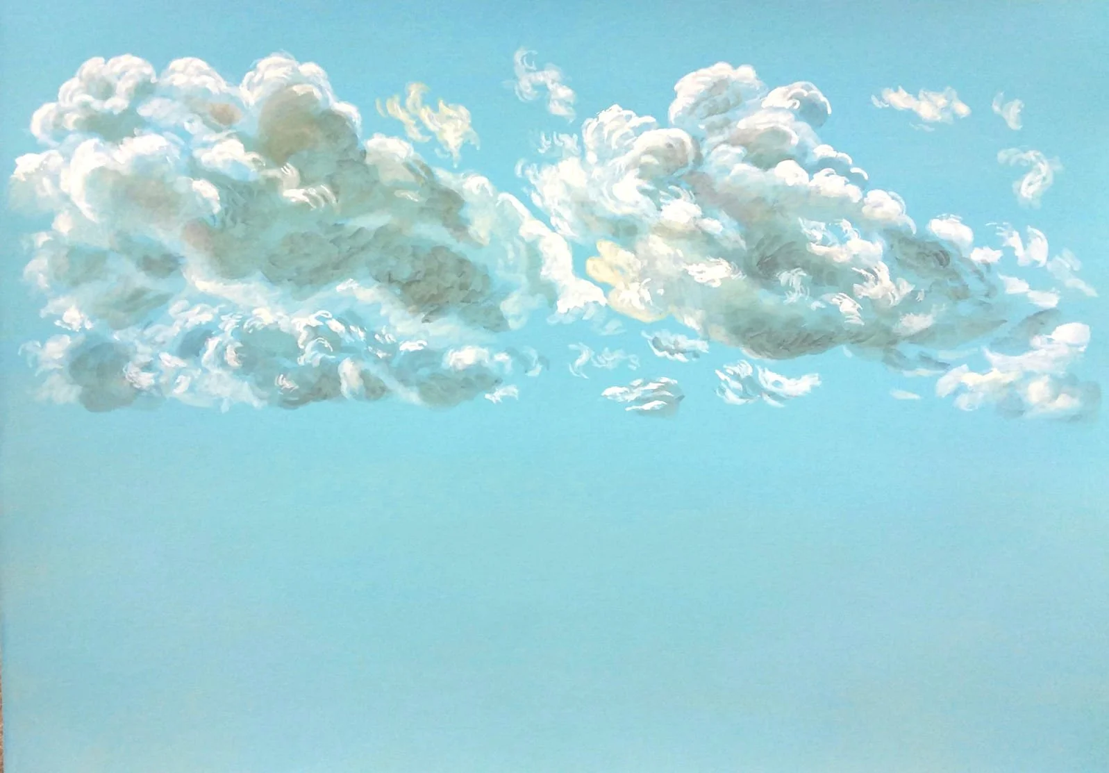Nuvole che corrono, 2021, tempera e acquerello su carta, 35x50 cm