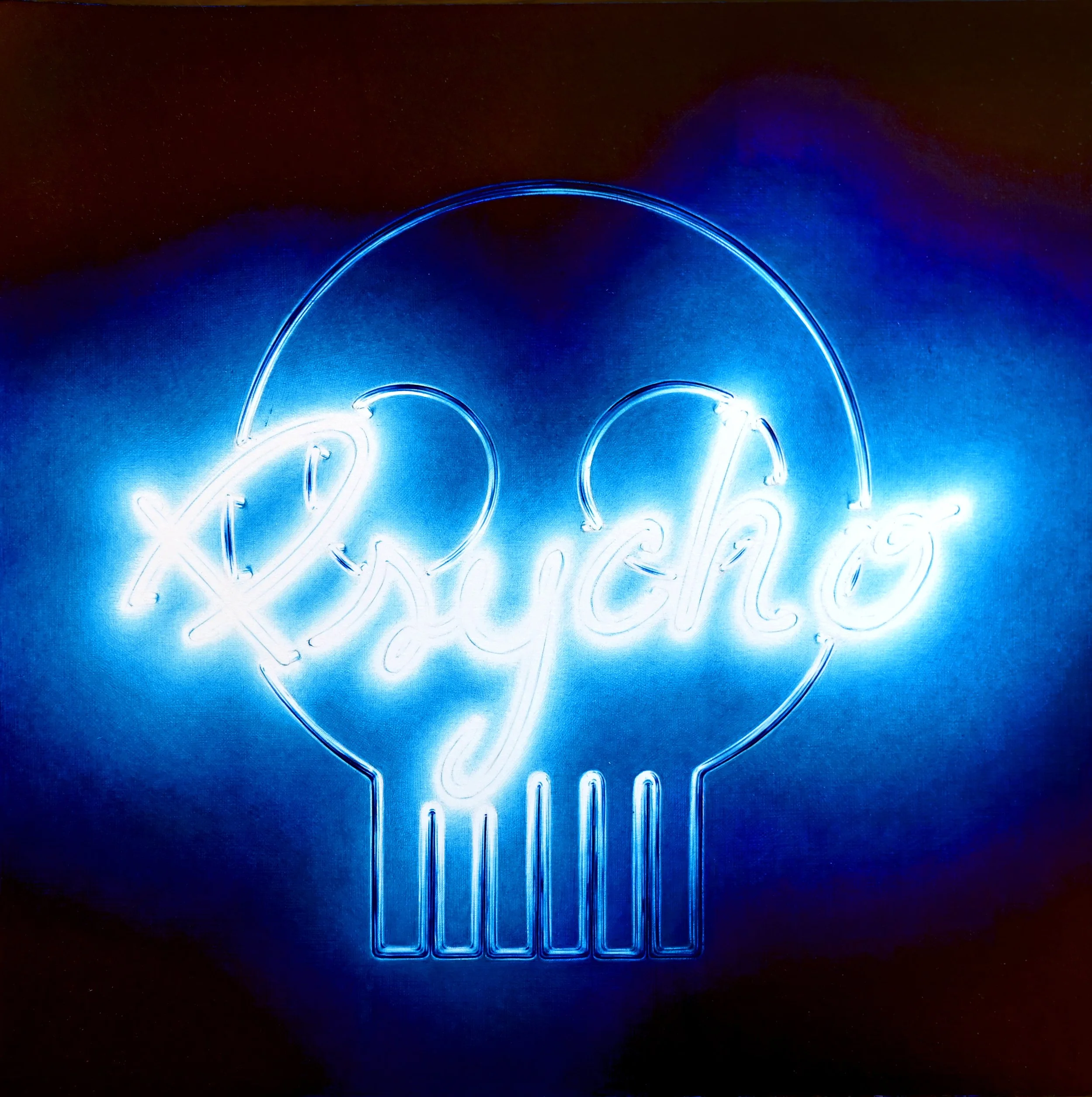 Paolo Amico, Blue psycho, 2023, penne a sfera su carta, 30x30 cm