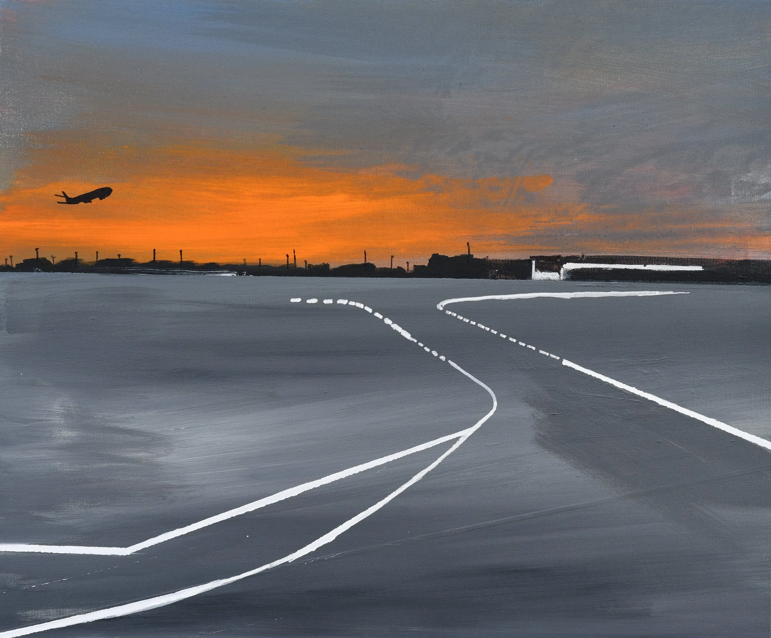 Airport 2026 acrilico su tela 60x50cm