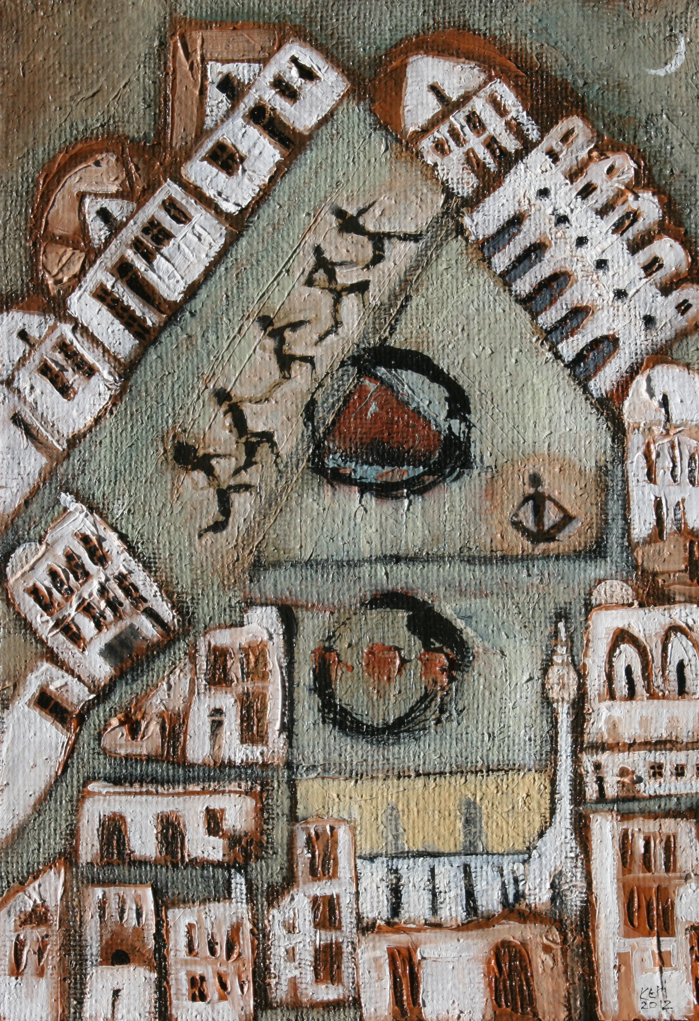 Samsara: the cycle of life. mixed media on hessian. 360mm x 260mm. NZ$300