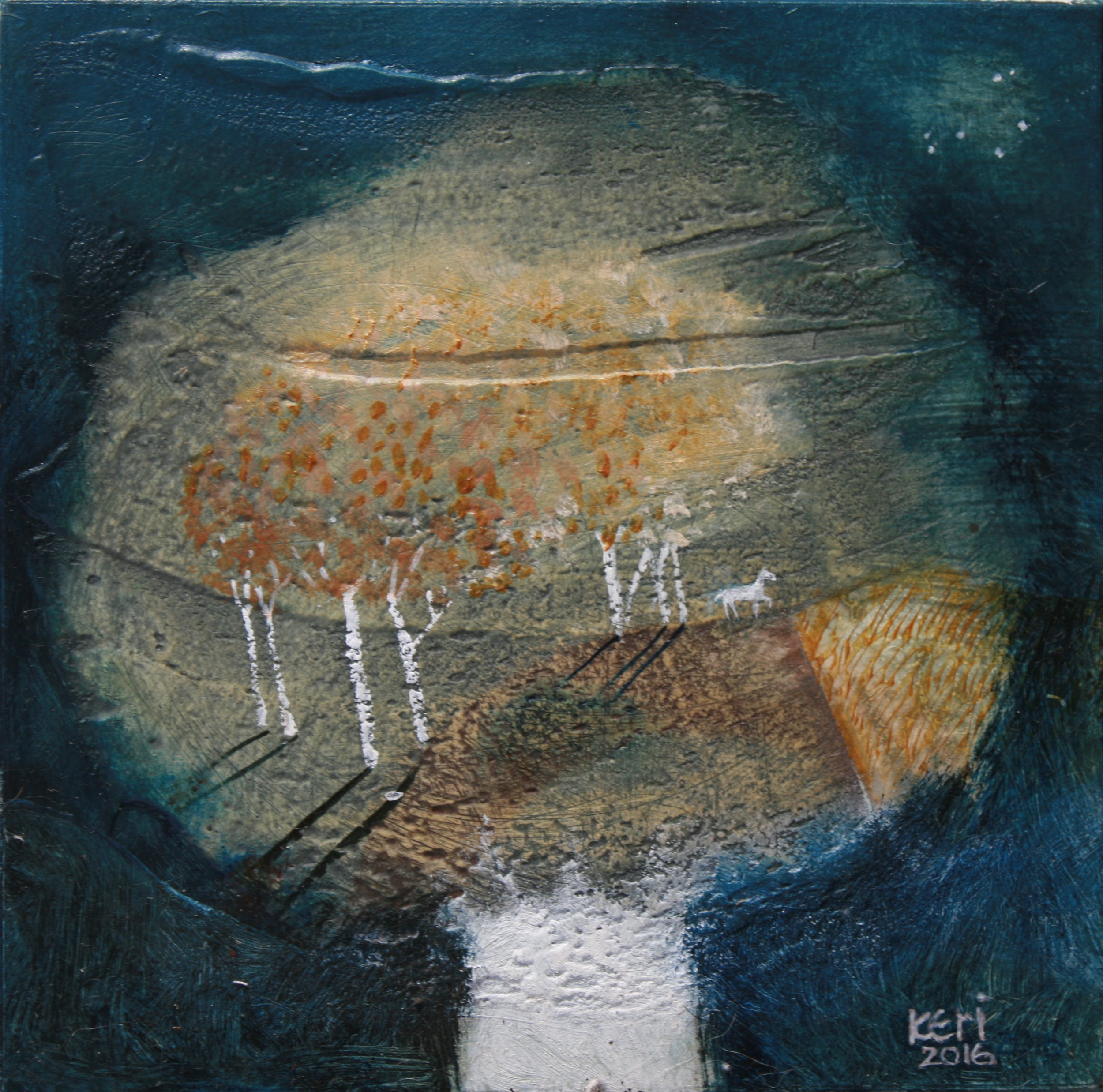 Trees and trees. Mixed media. 150mm x 150mm. NZ$200