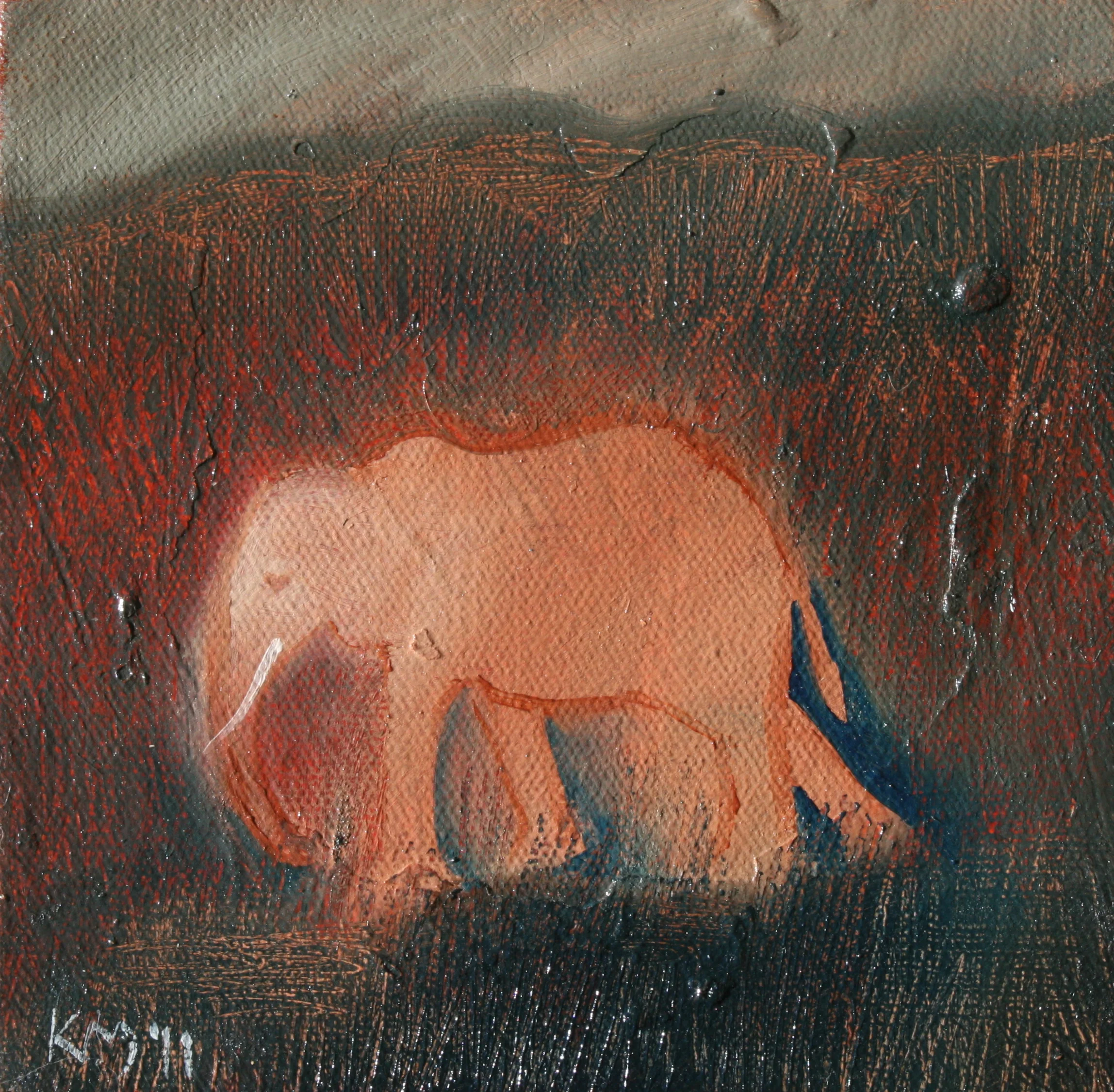 Elephant of my dreams. Mixed media. 150mm x 150mm. NZ$200