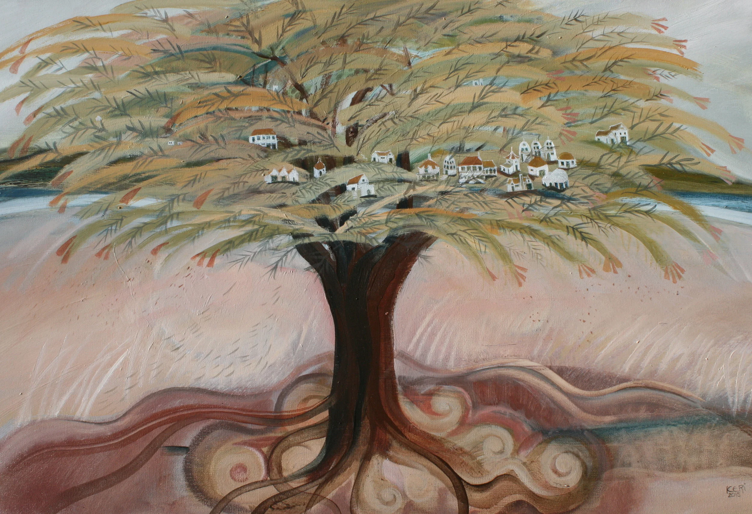 House tree. Oil on canvas. 610mm x 910mm. NZ$600