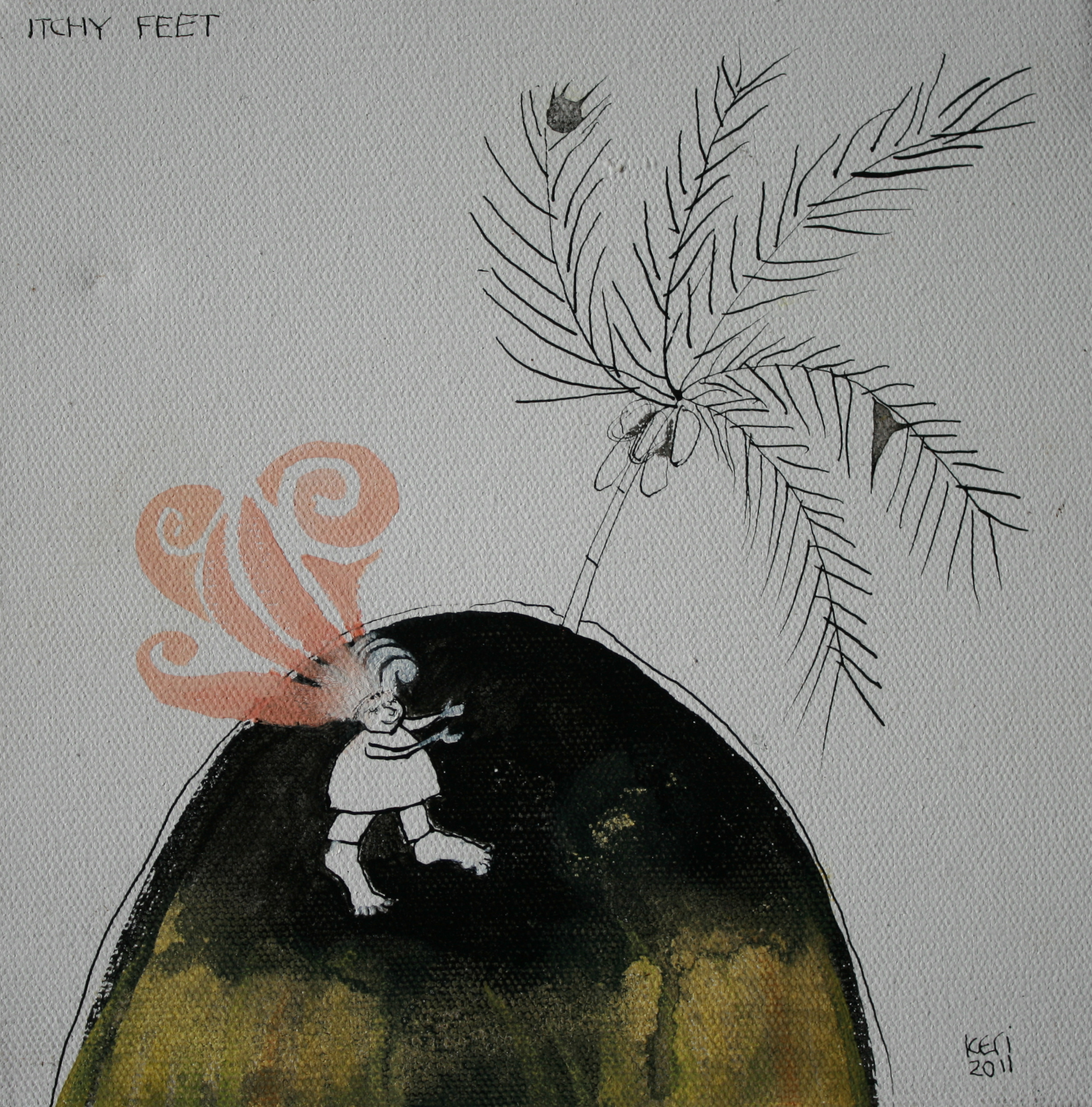 Itchy feet.  200mm x 200mm. Sold