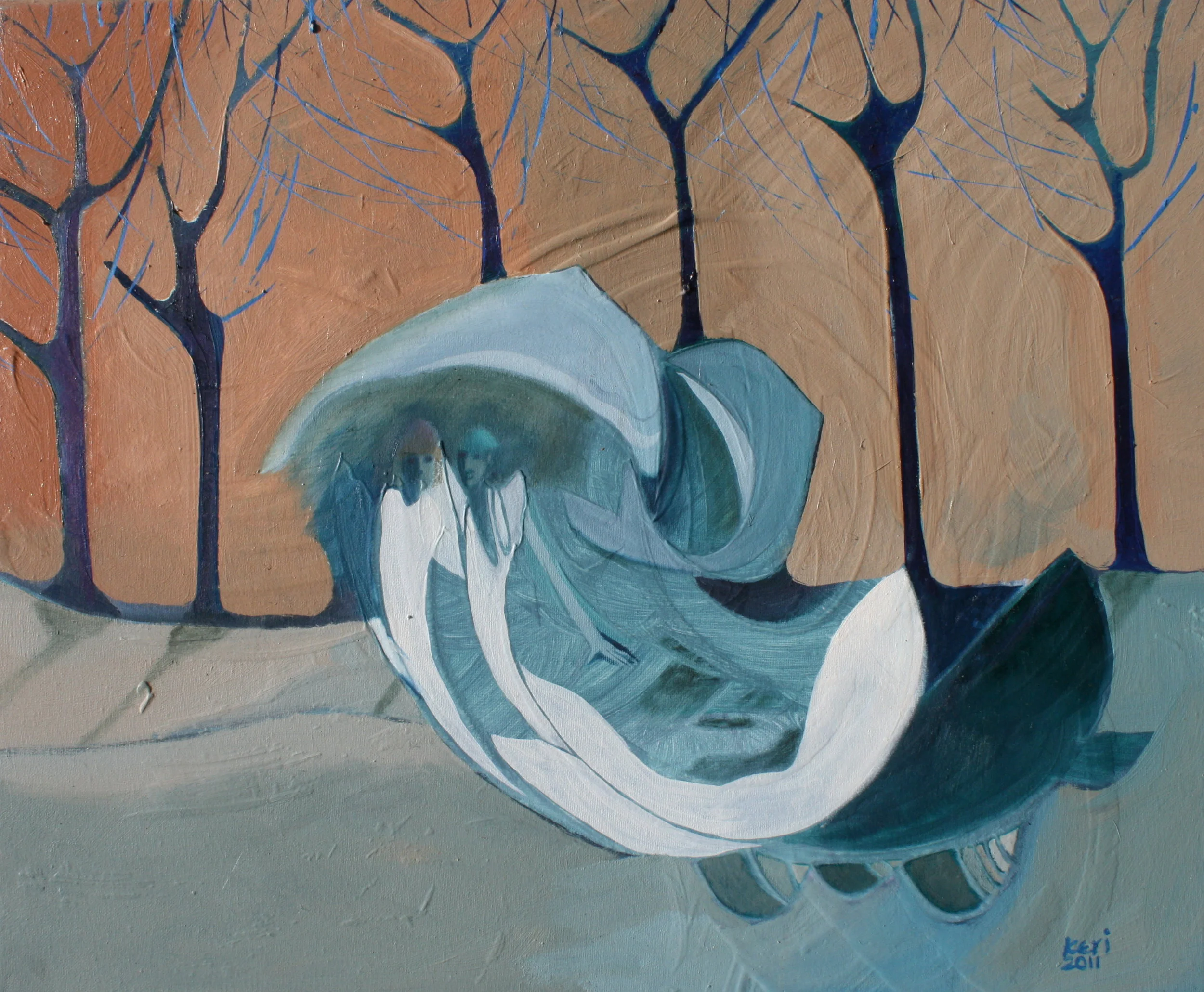 Lovers. Oil on canvas. 500mm x 600mm. NZ$400