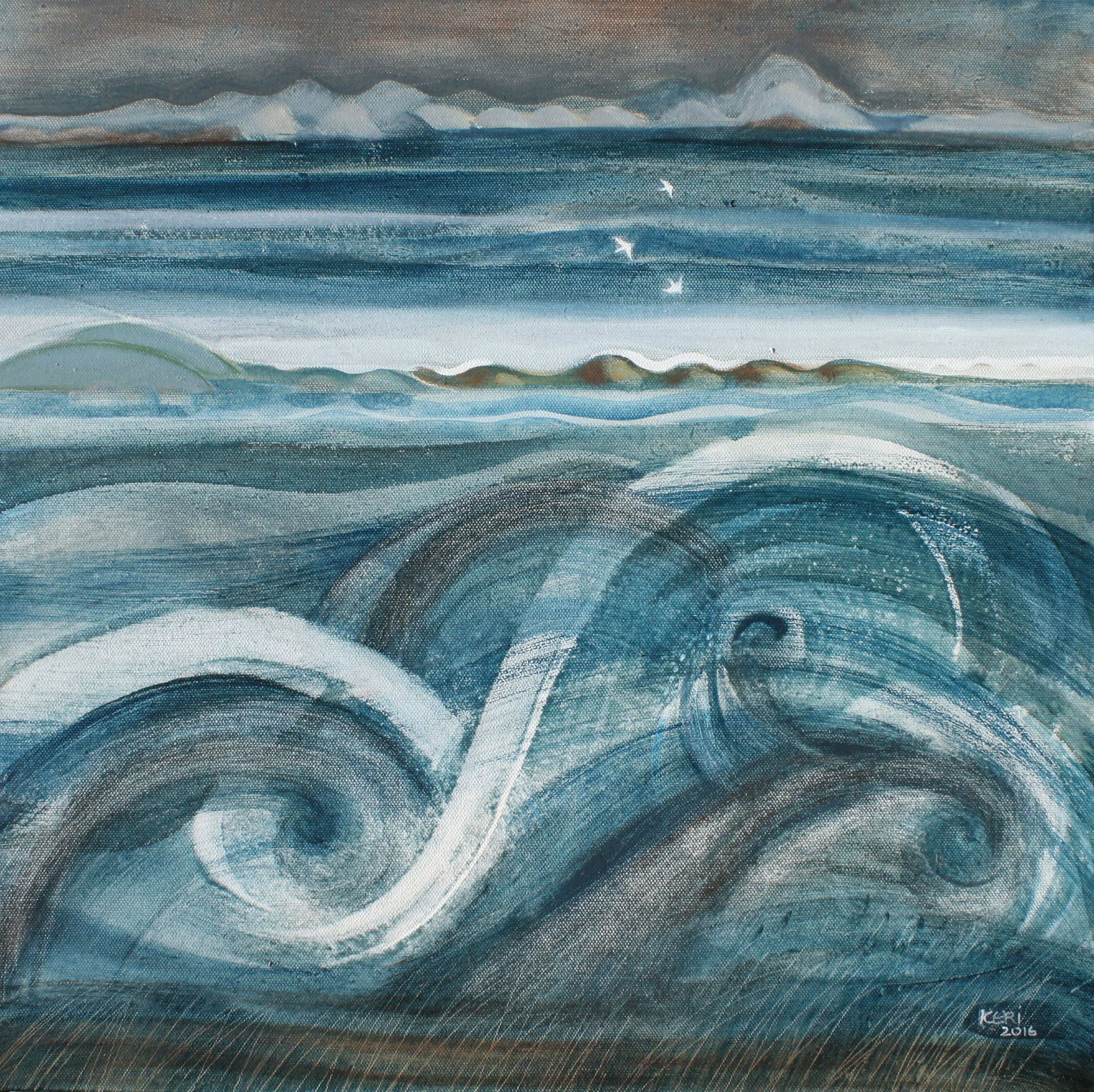 Three birds. Oil on canvas. 450mm x 450mm. Sold