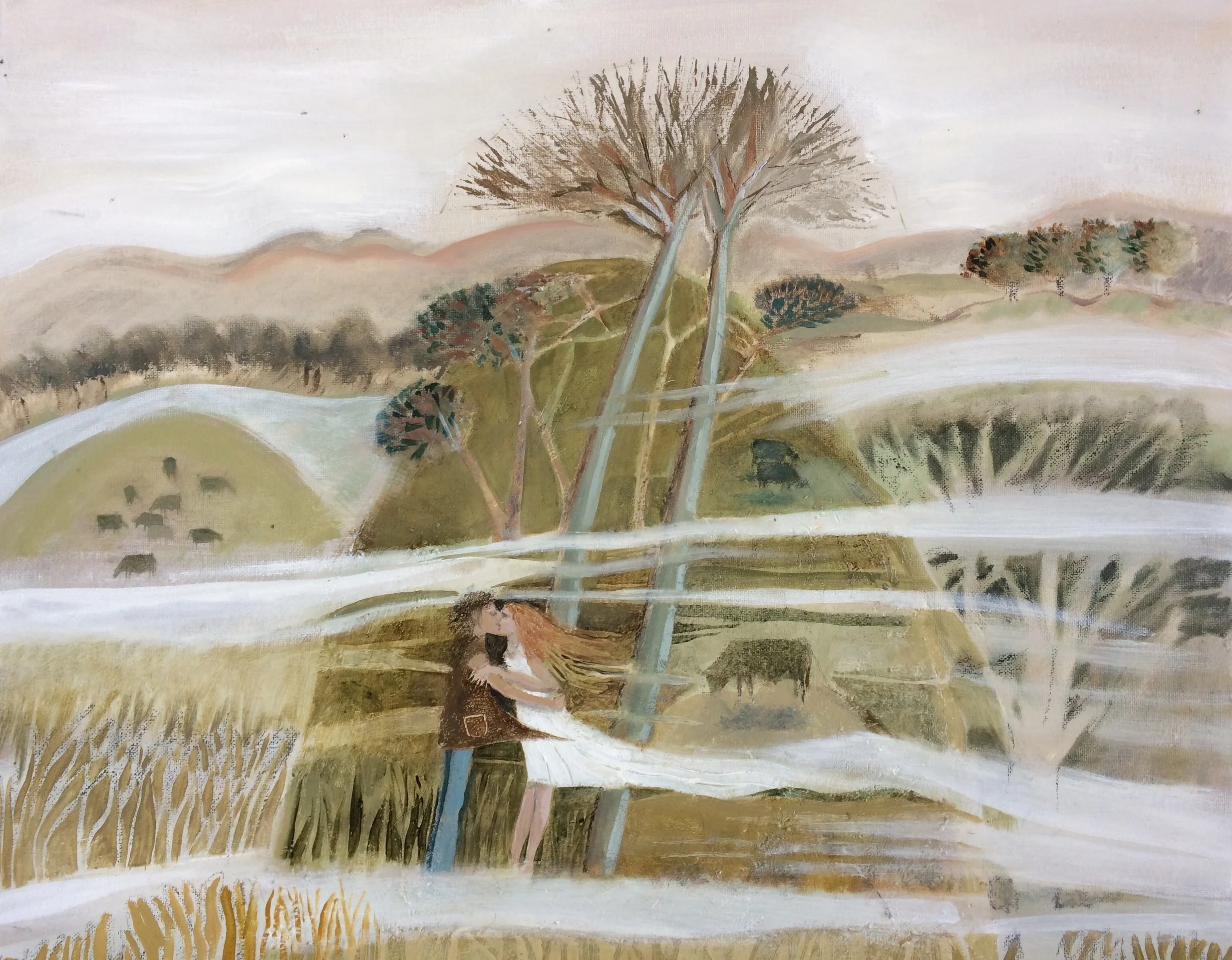 Kiss in mist. Oil on canvas. 500mm x 600mm