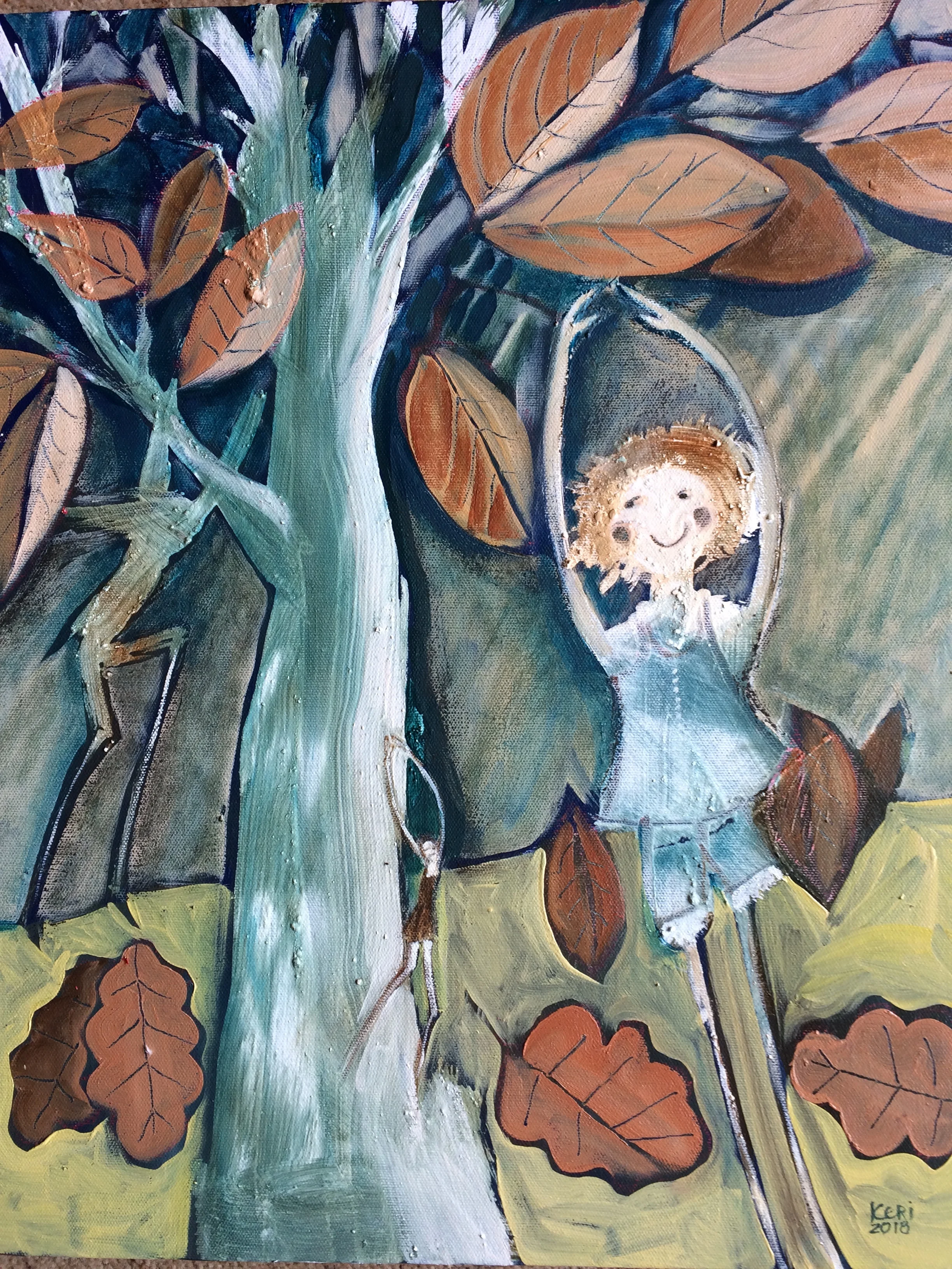 Ella: oil and crayon on canvas. 510mm x 410mm