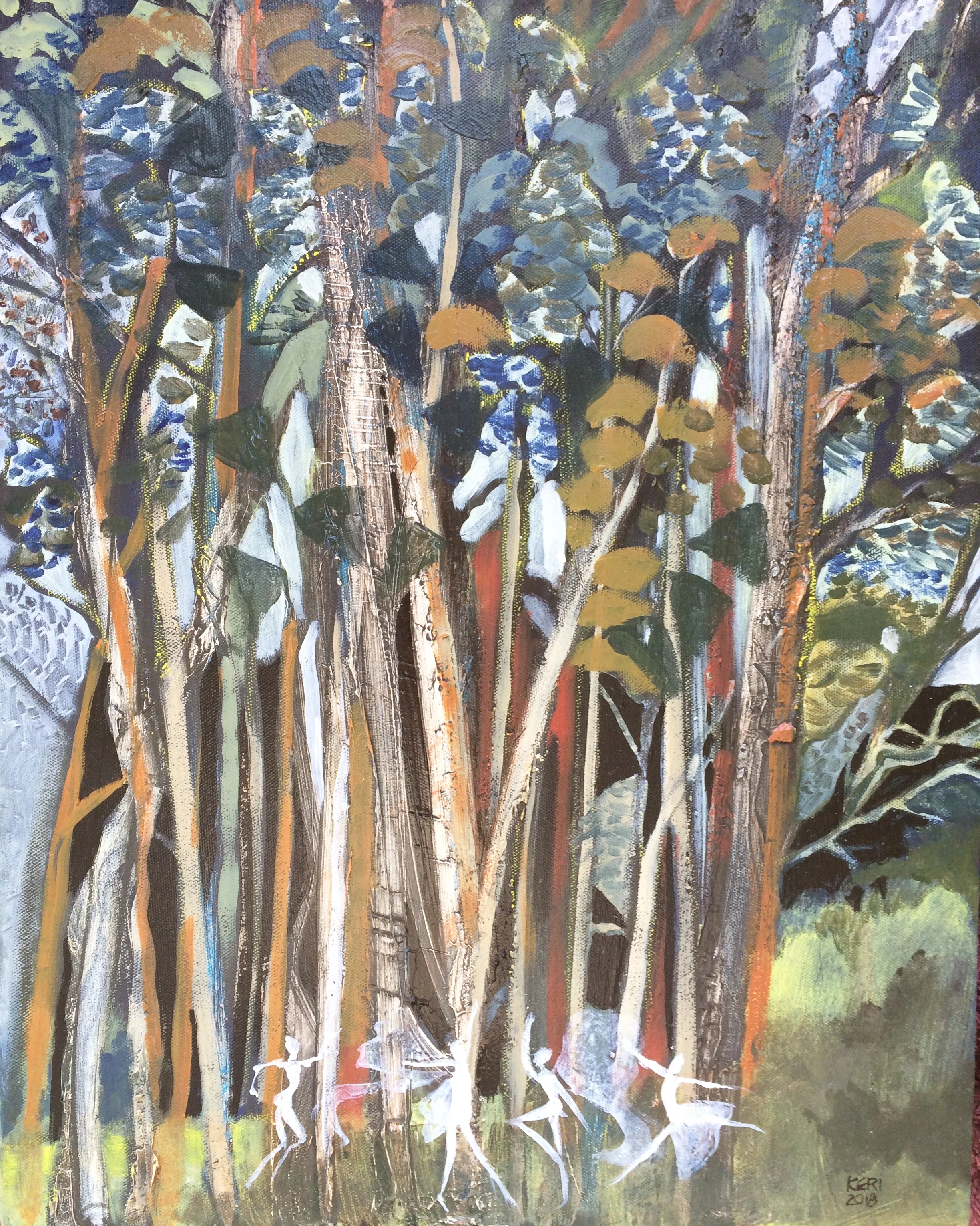 Forest fairies. 510mm x 410mm. Mixed media on canvas.