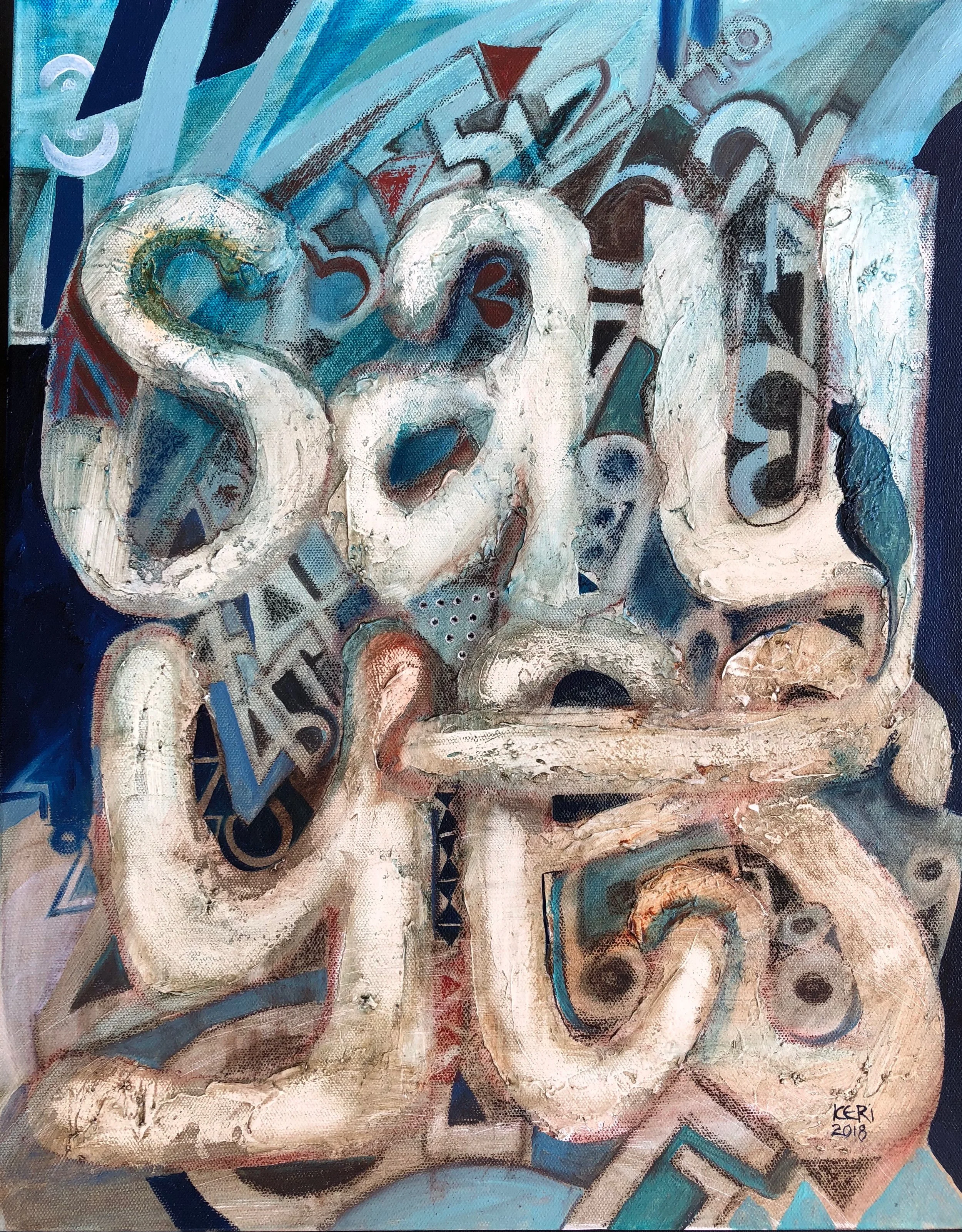 When in doubt, do. 510mm x 405mm. Mixed media on canvas.