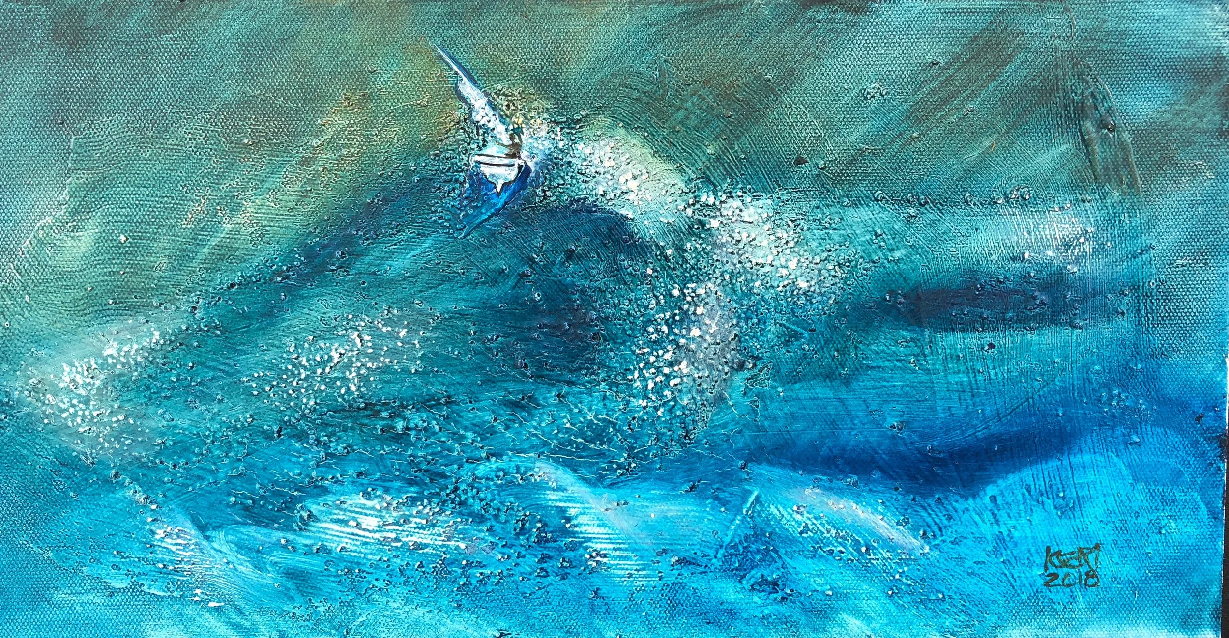 Storm at sea. 200mm x 400mm. Sold.