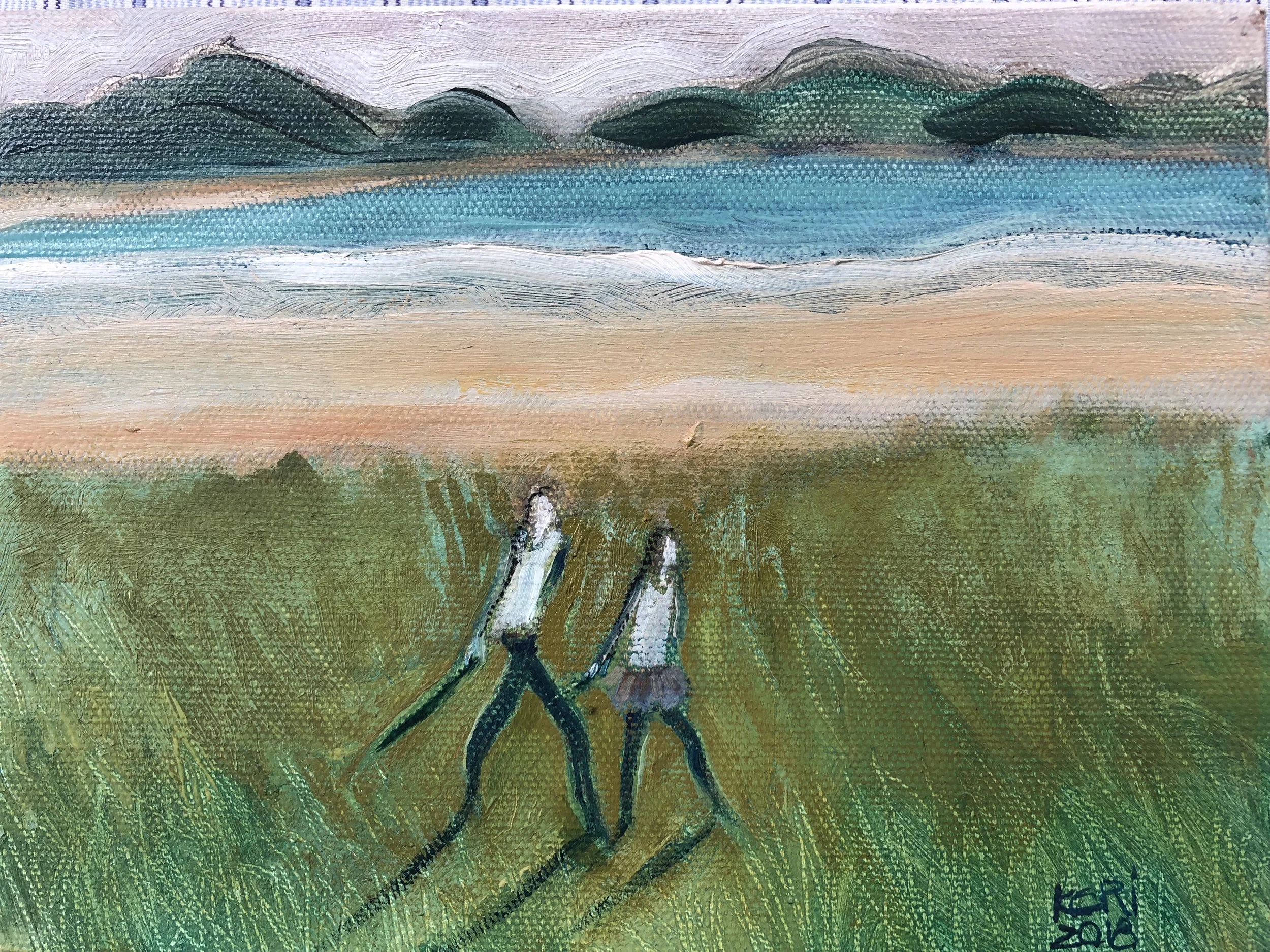 Sisters 150mm x 200mm. Oil on canvas.