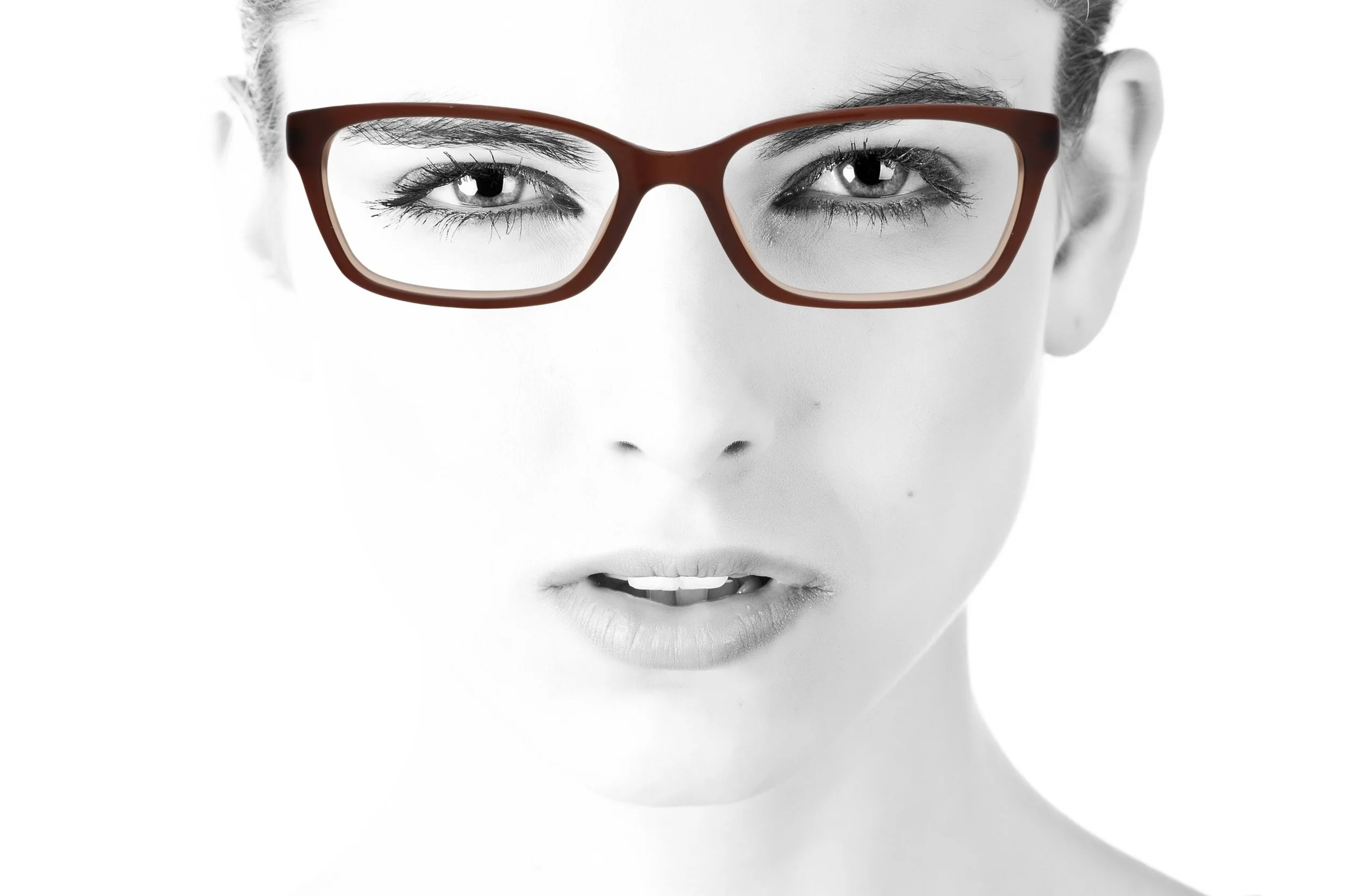 Peep Eyewear, DKNY 4630, Slim Brown Acetate Glasses Frame, On Model.jpg