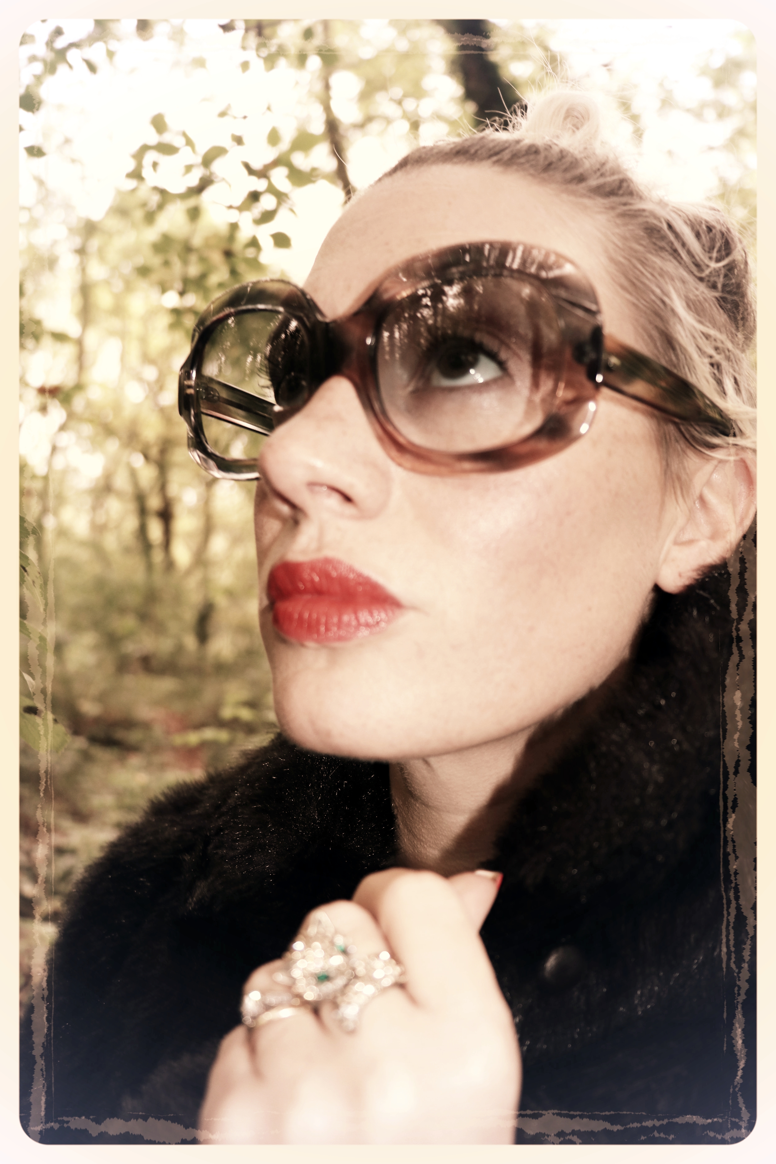 Peep Eyewear, Vintage Sunglasses, 1970s, Carrie, Worn with fur coat, Autumn Winter Collection