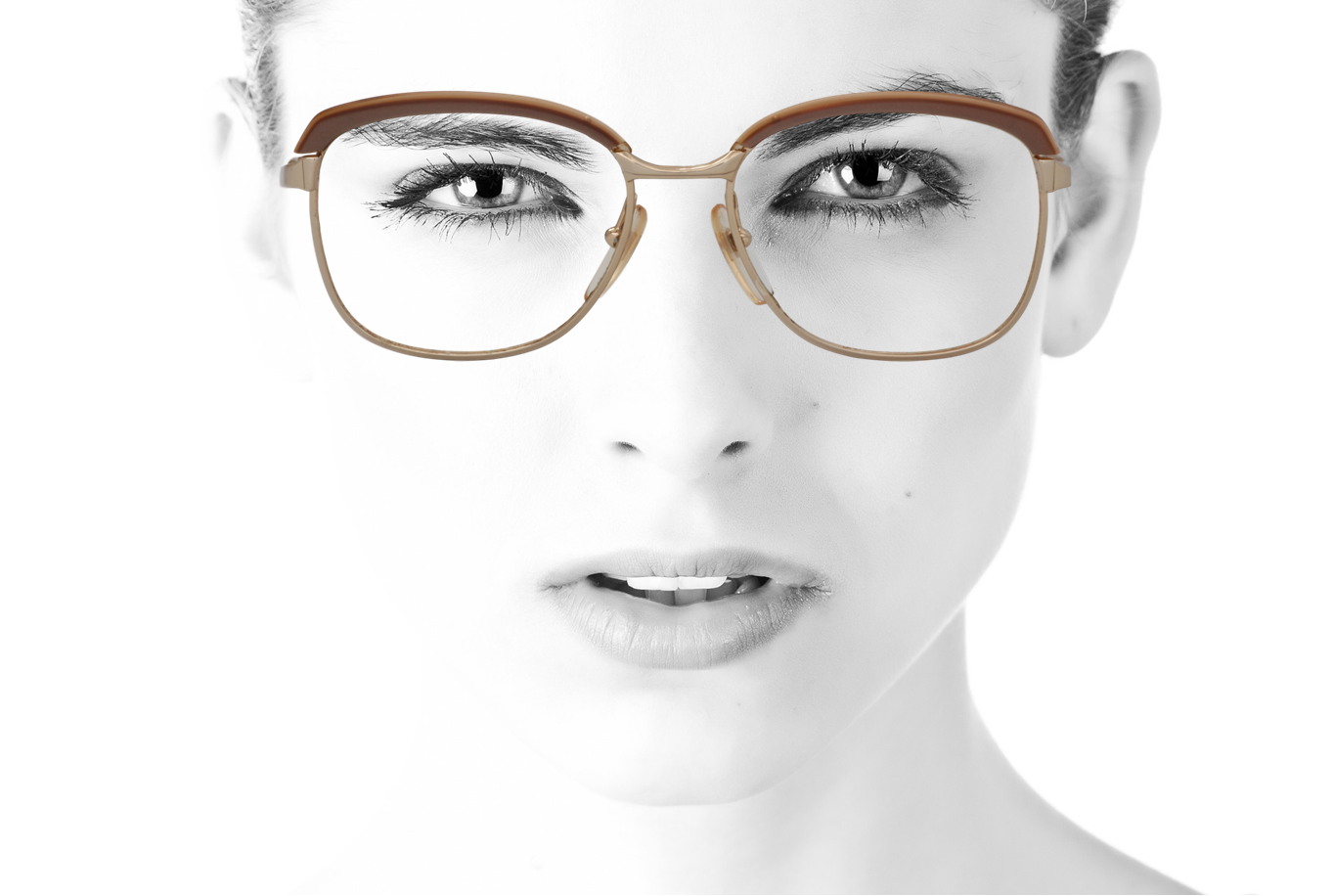 Peep Eyewear, Vintage Glasses Frames, French Morel Browline, Gold and Nude,