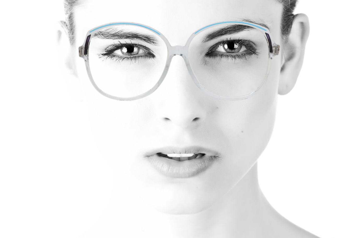 Peep Eyewear, On Model Vintage Glasses, 80s Crystal Blue,.png