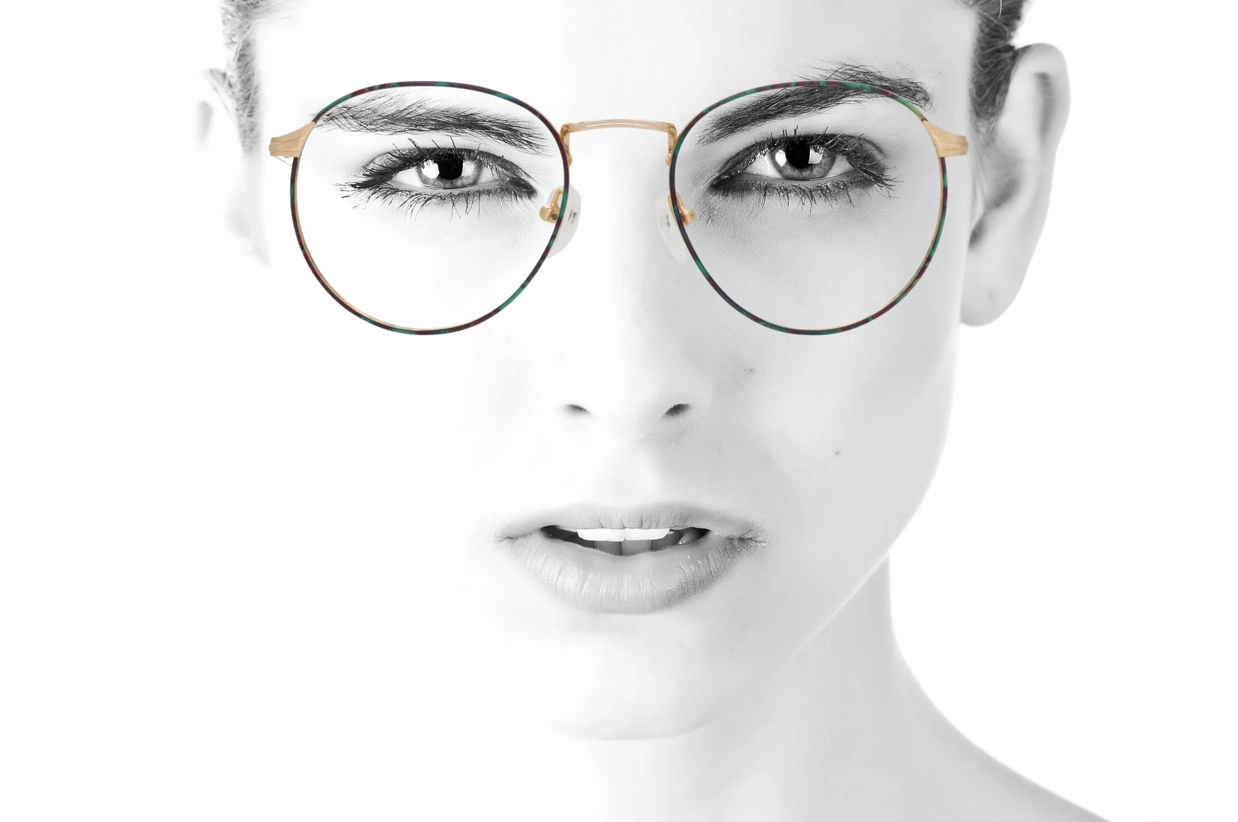 Peep Eyewear, Vintage Glasses, Emerald Green and Gold Round Frame,